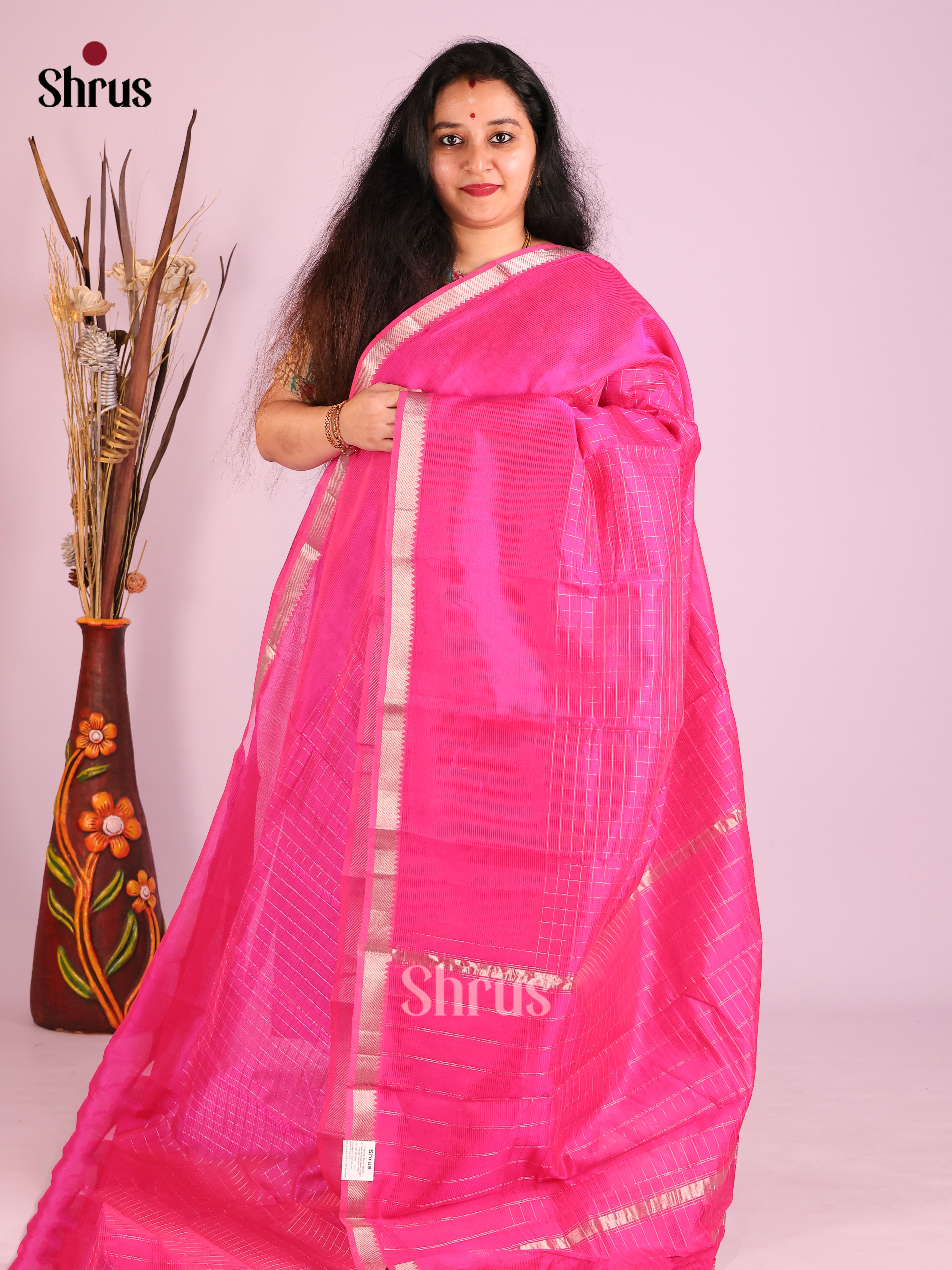 Pink(Single Tone) - Mangalagiri silkcotton Saree