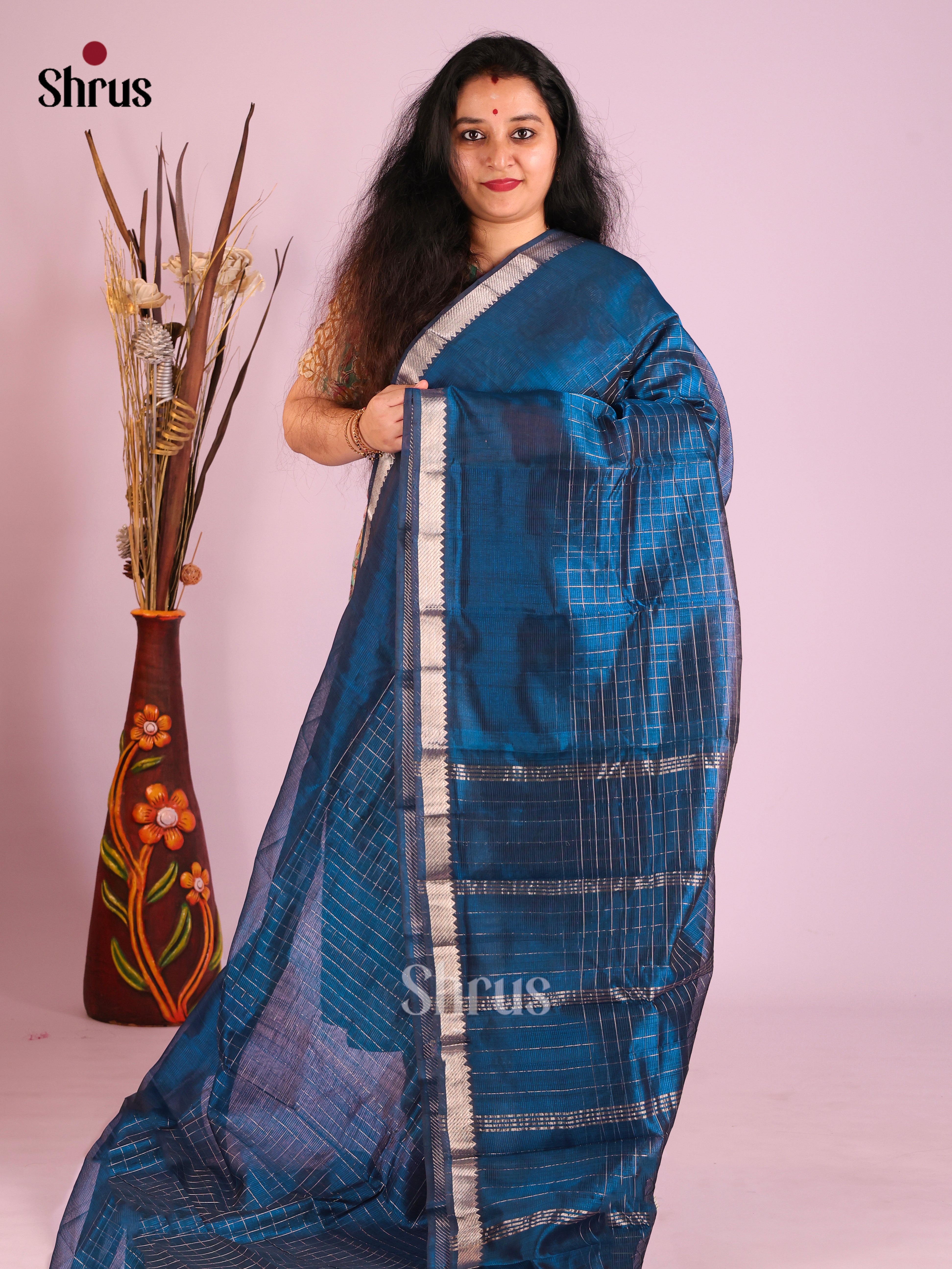 Blue(Single Tone) - Mangalagiri silkcotton Saree
