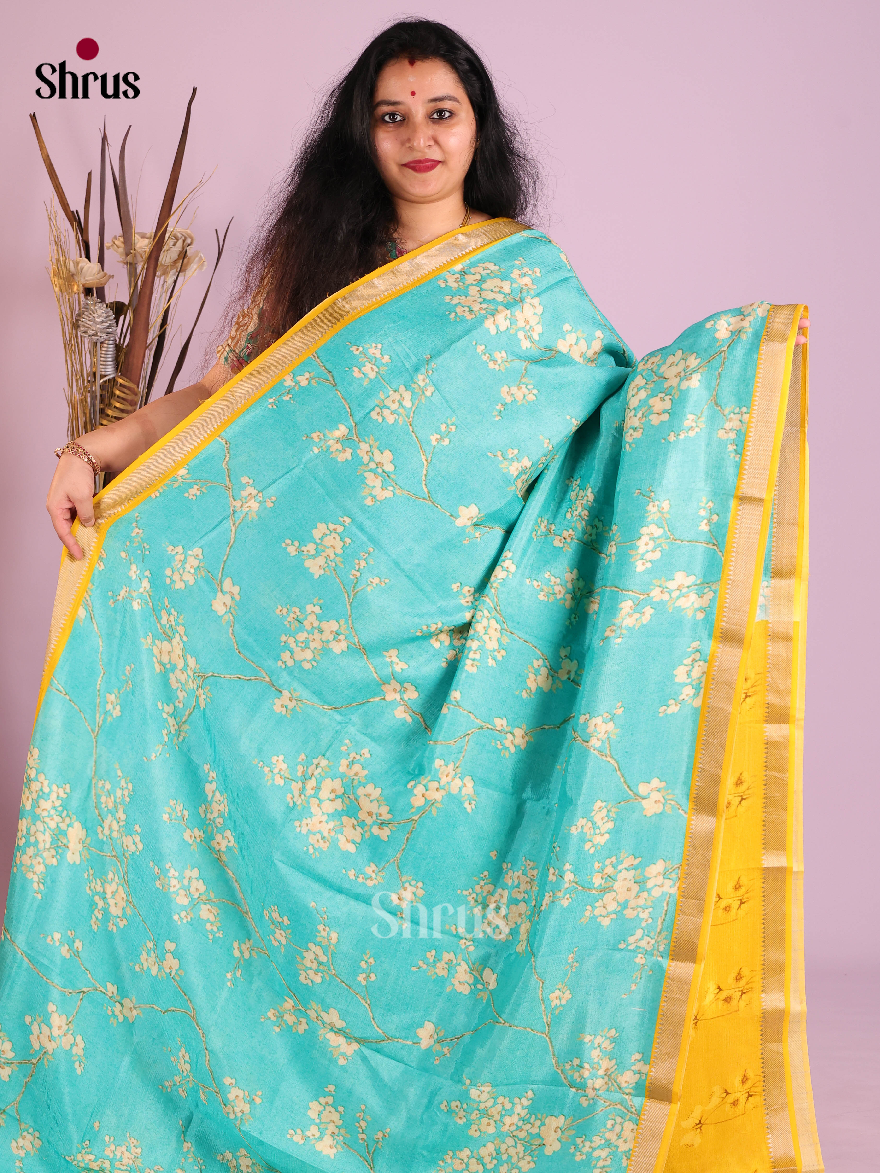 DIS26357 - Mangalagiri printed silkcotton Saree - Shop on Shrus.com