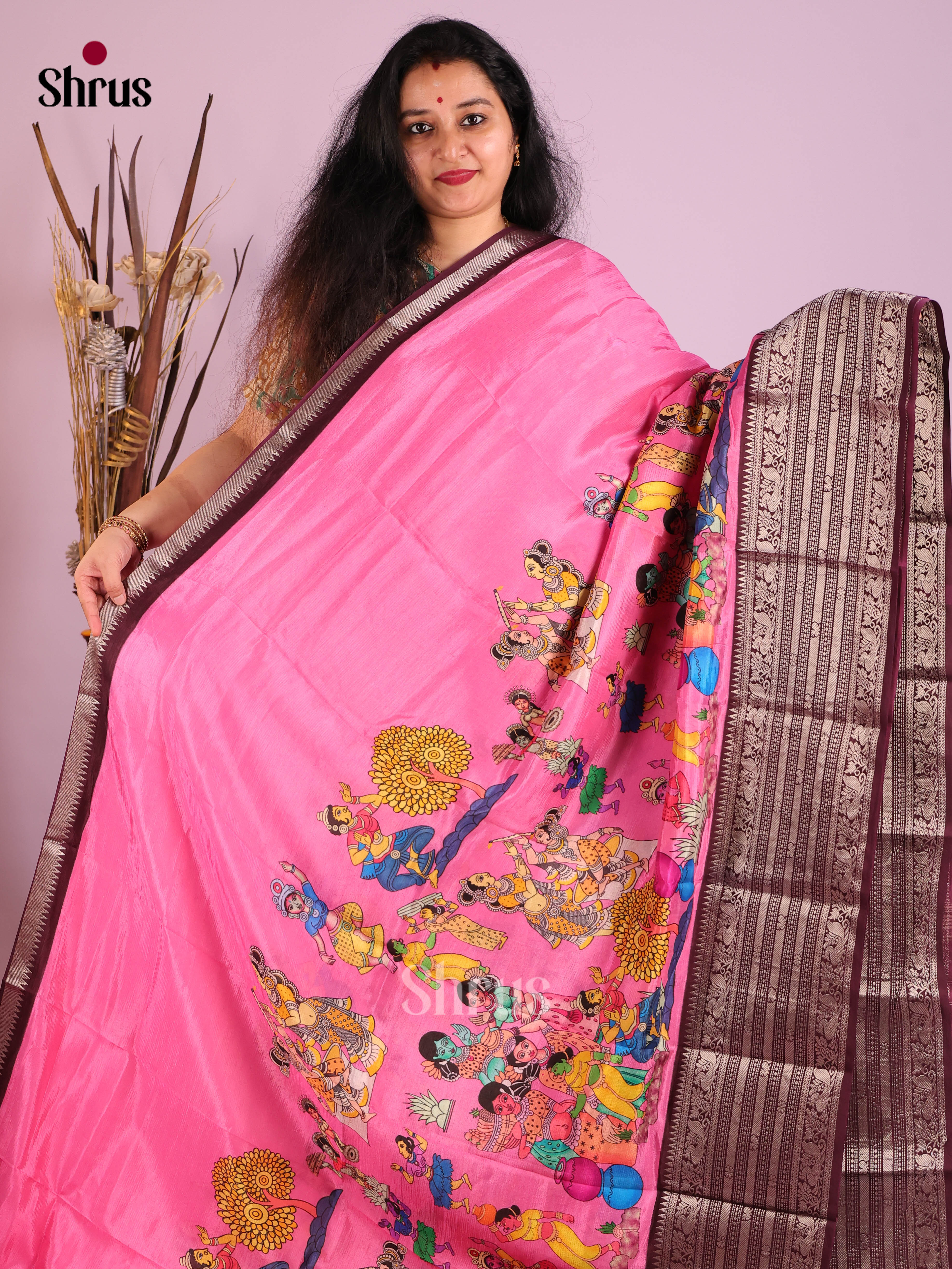 DIS26362 - Mangalagiri printed silkcotton Saree - Shop on Shrus.com