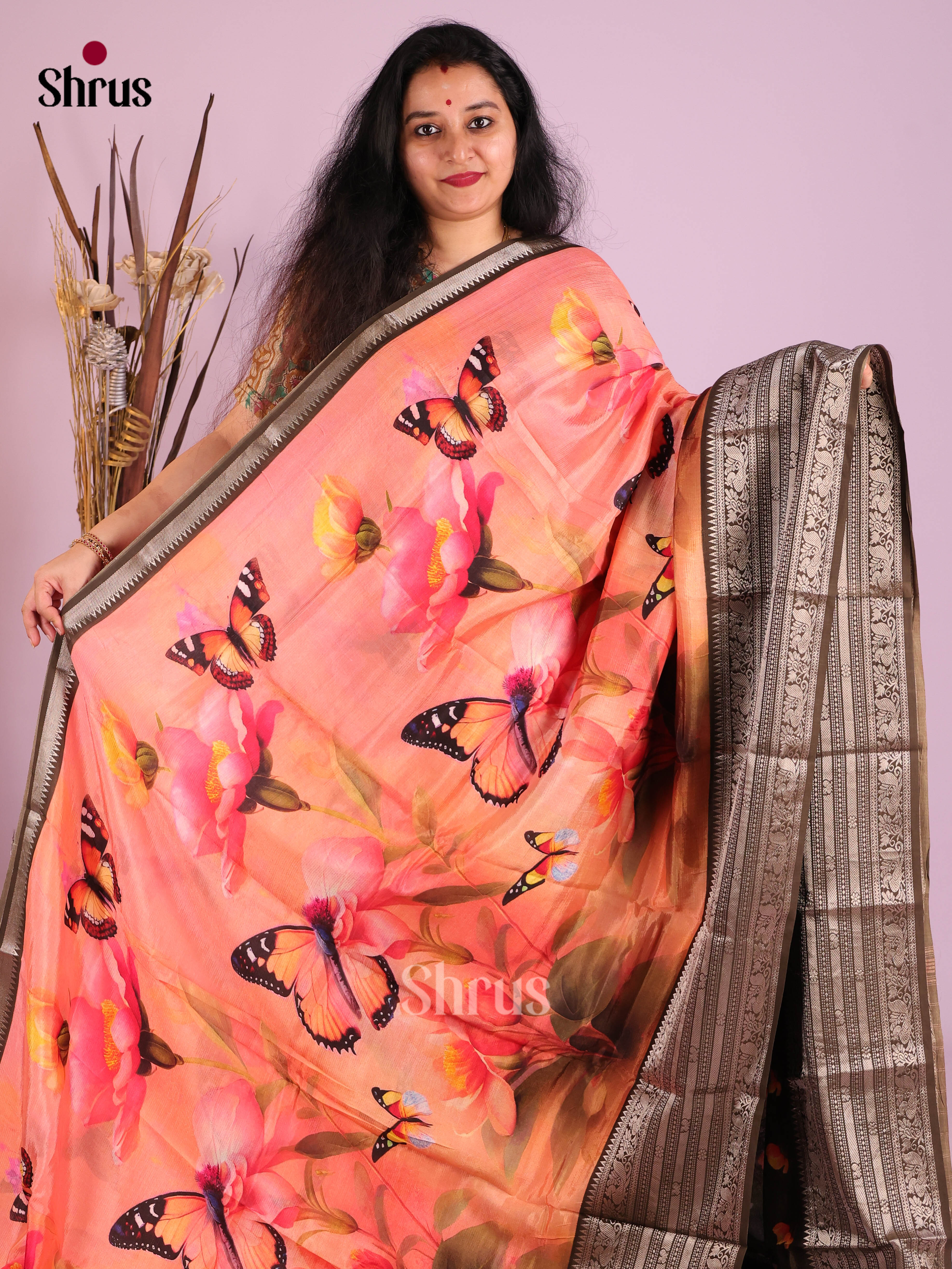 DIS26363 - Mangalagiri printed silkcotton Saree - Shop on Shrus.com