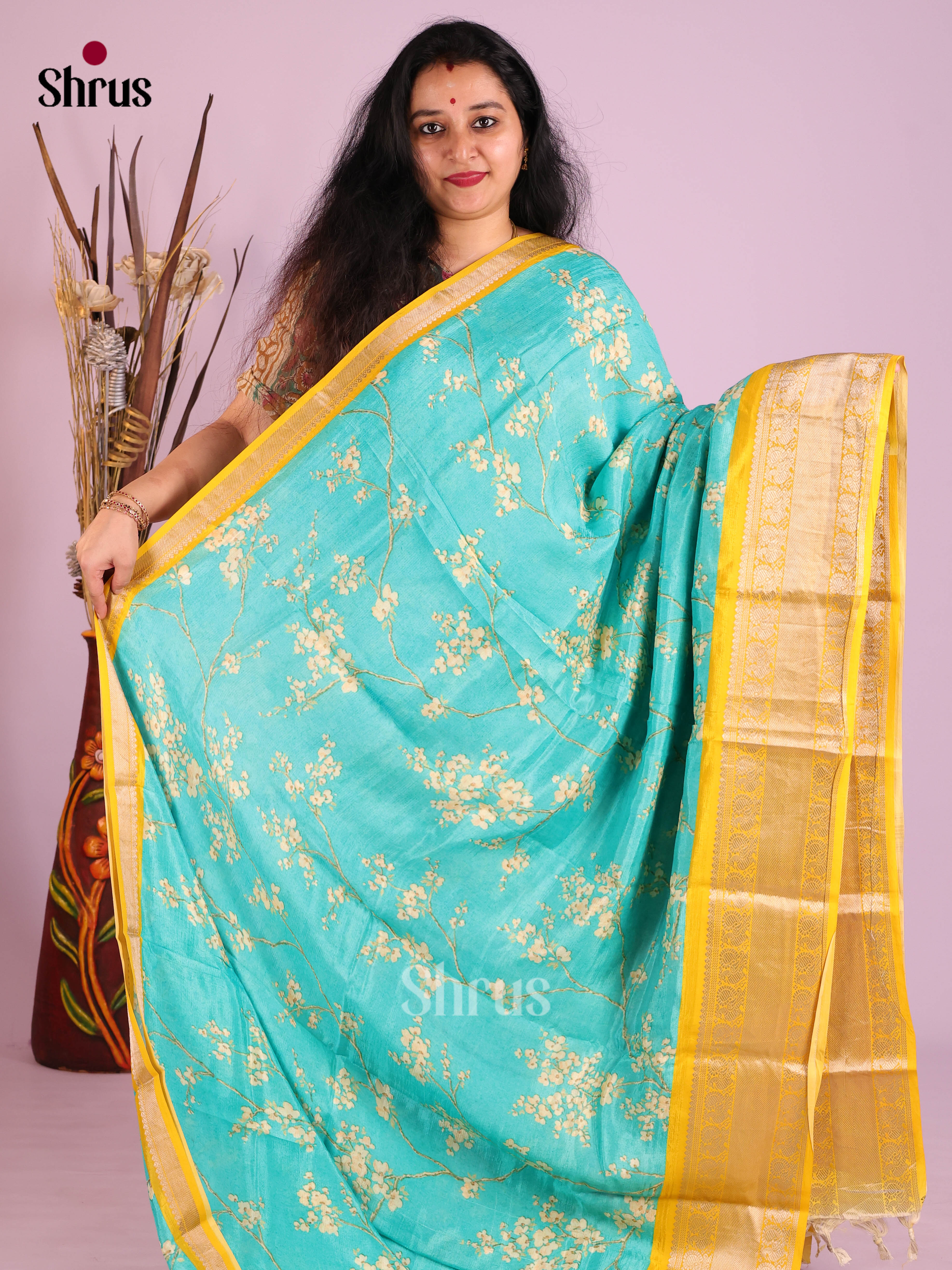 DIS26370 - Mangalagiri printed silkcotton Saree - Shop on Shrus.com