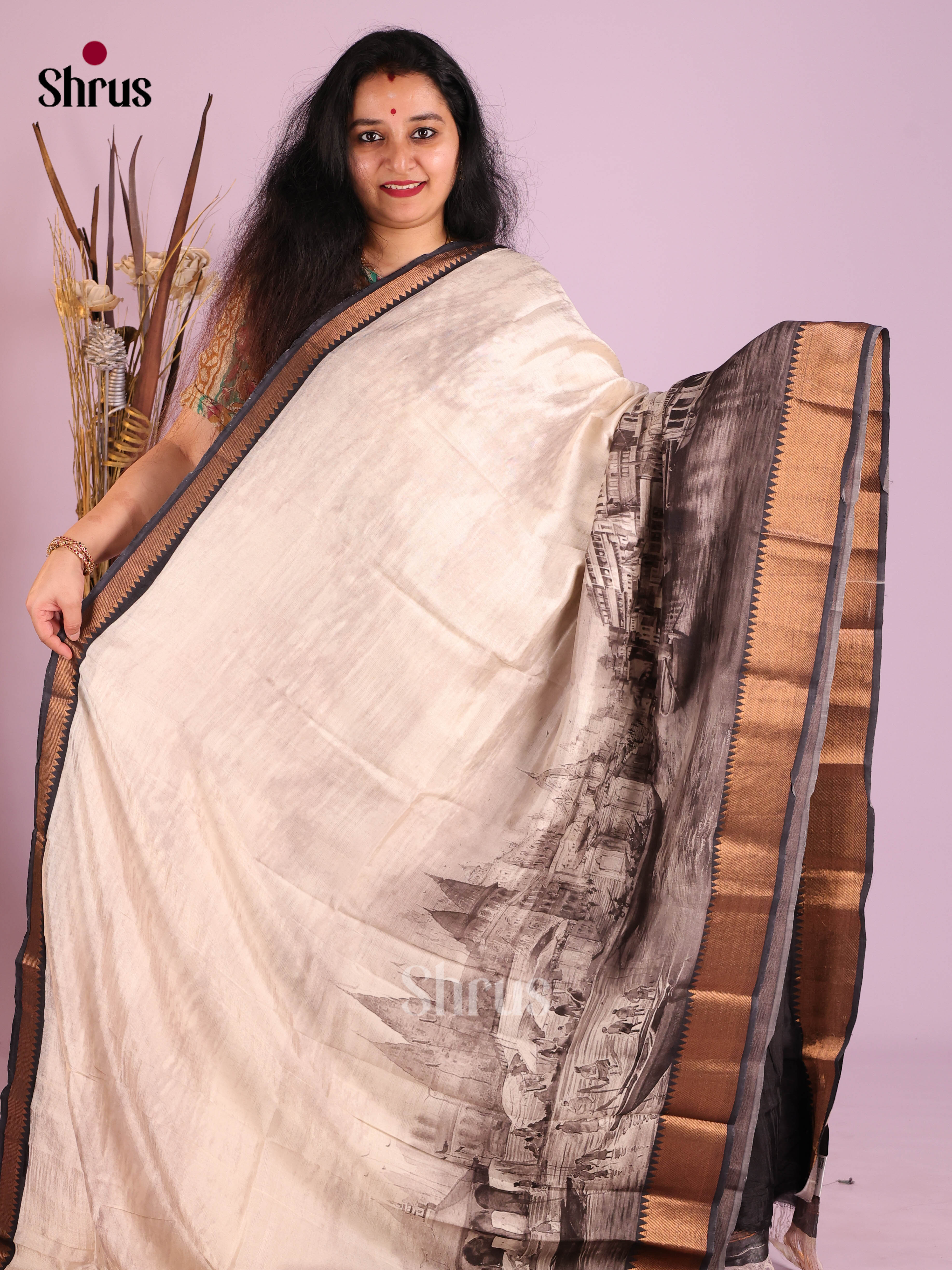 DIS26373 - Mangalagiri printed silkcotton Saree