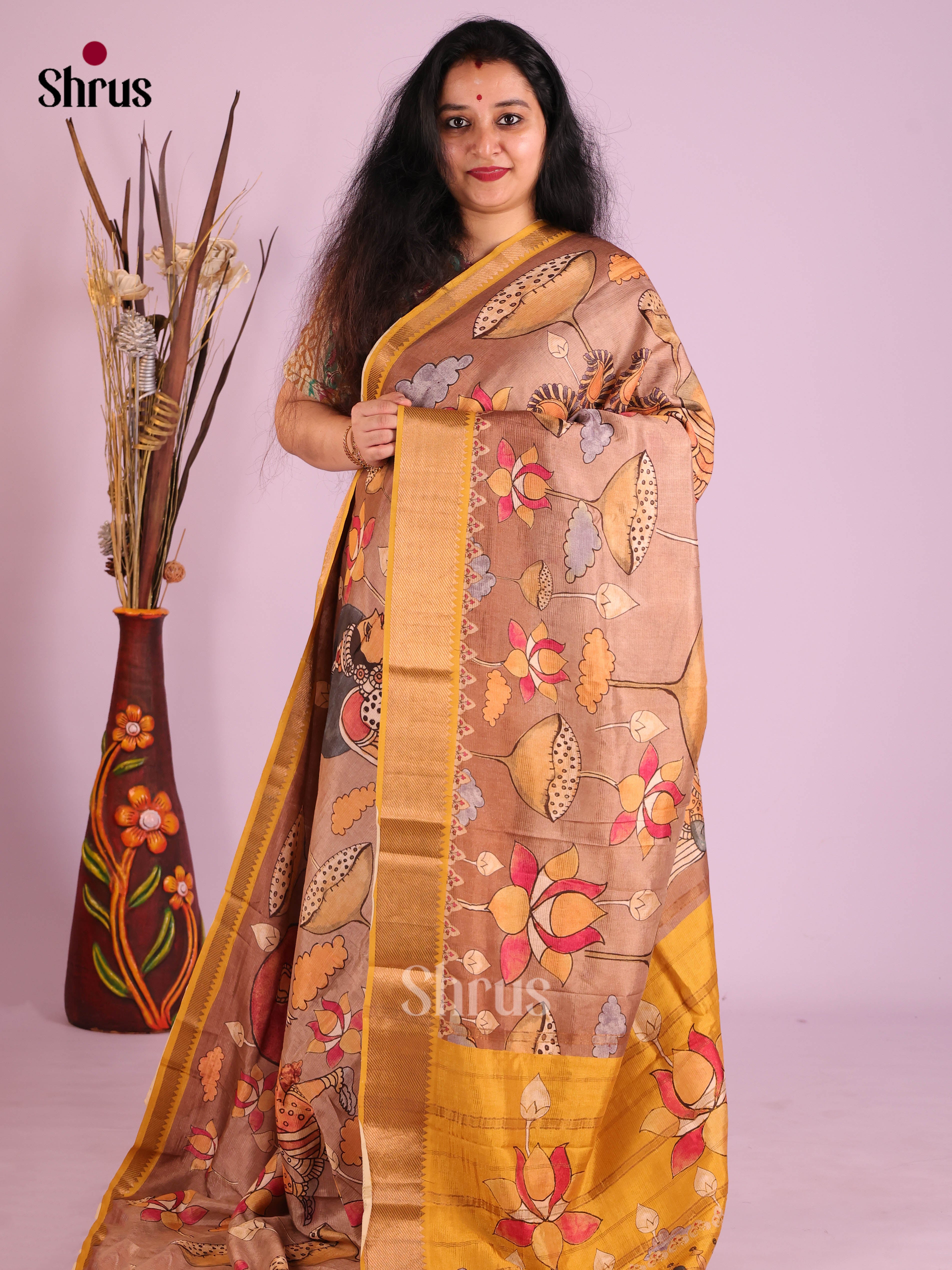 DIS26374 - Mangalagiri printed silkcotton Saree