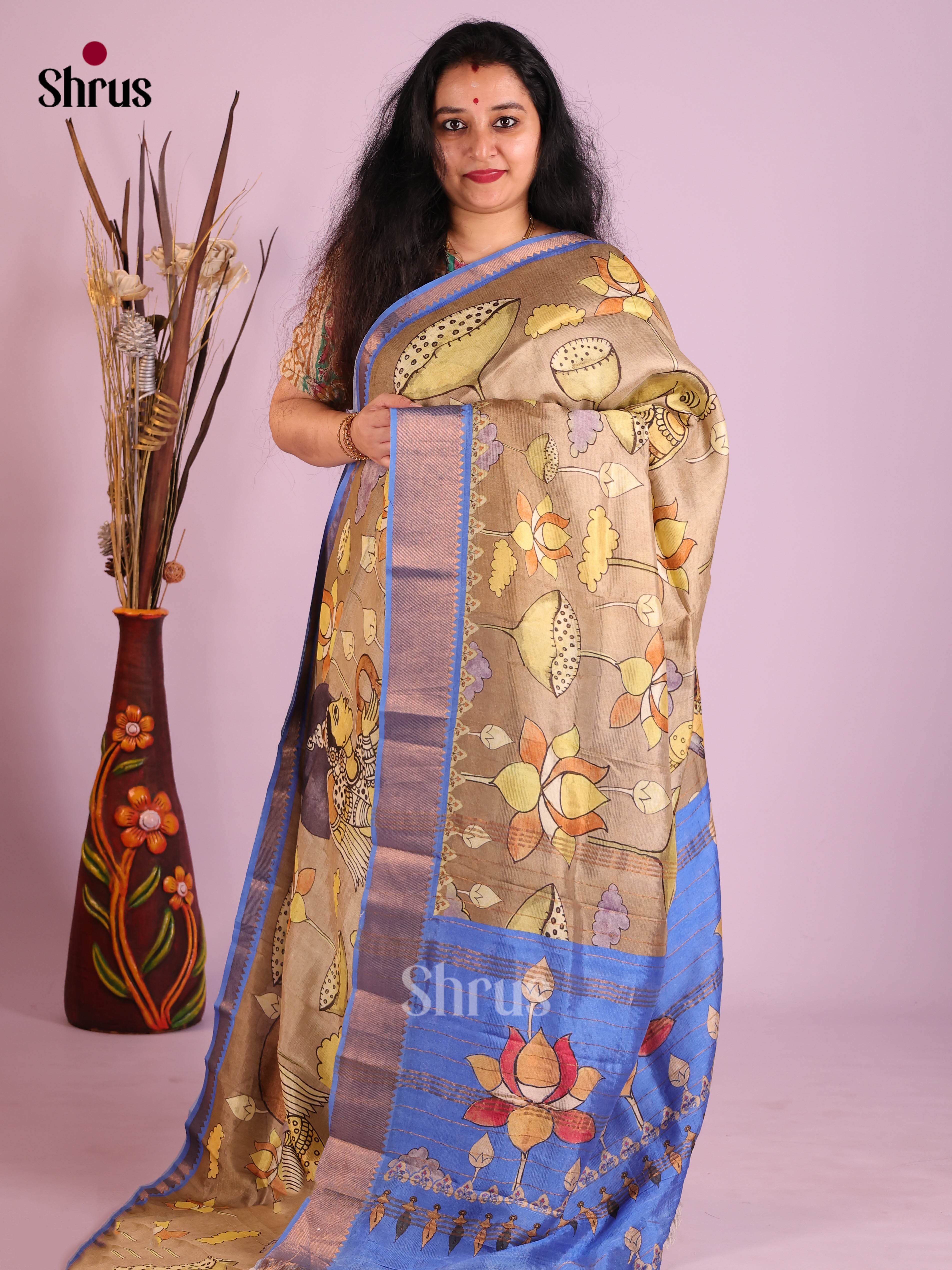 DIS26377 - Mangalagiri printed silkcotton Saree