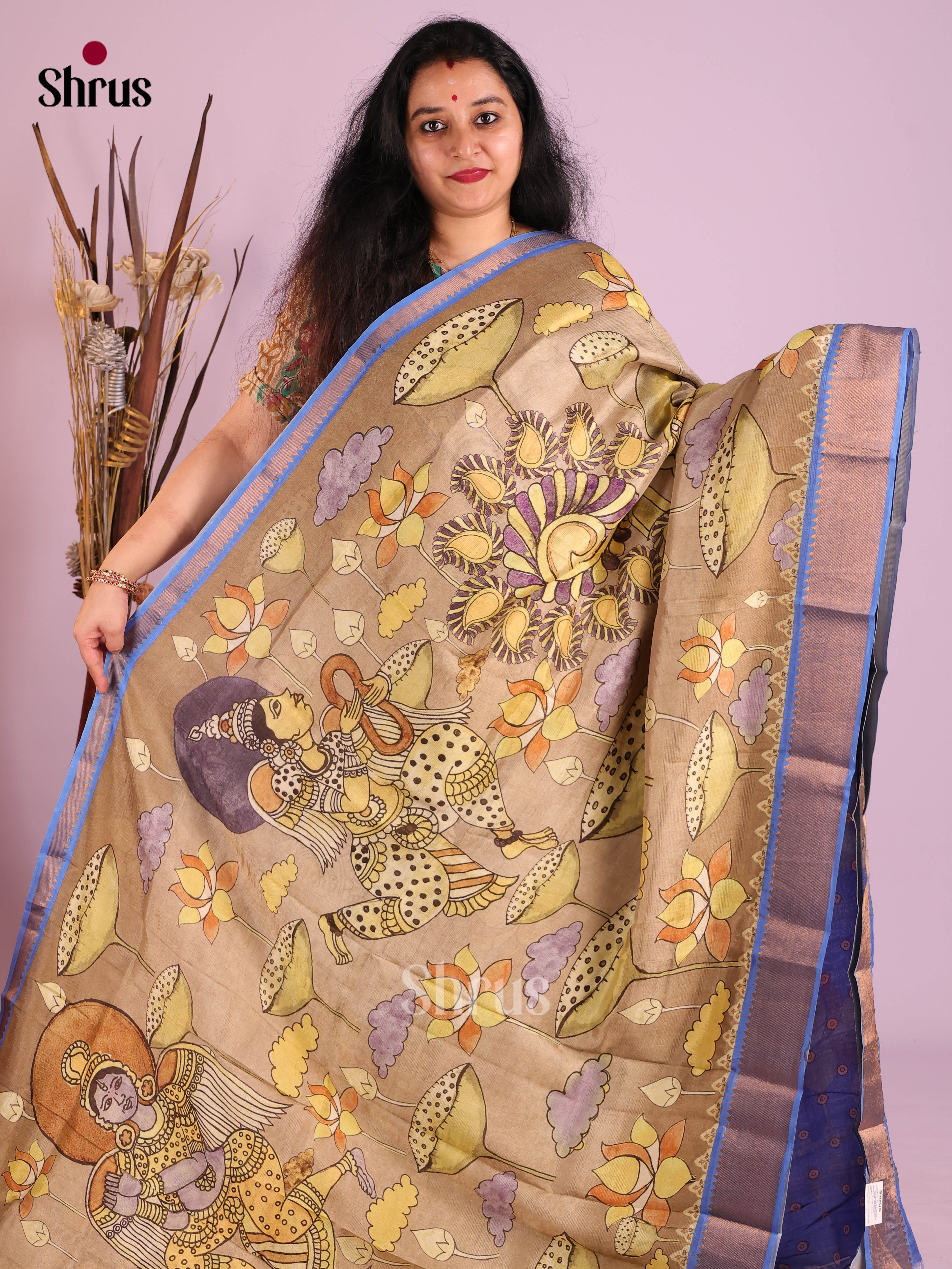 DIS26377 - Mangalagiri printed silkcotton Saree