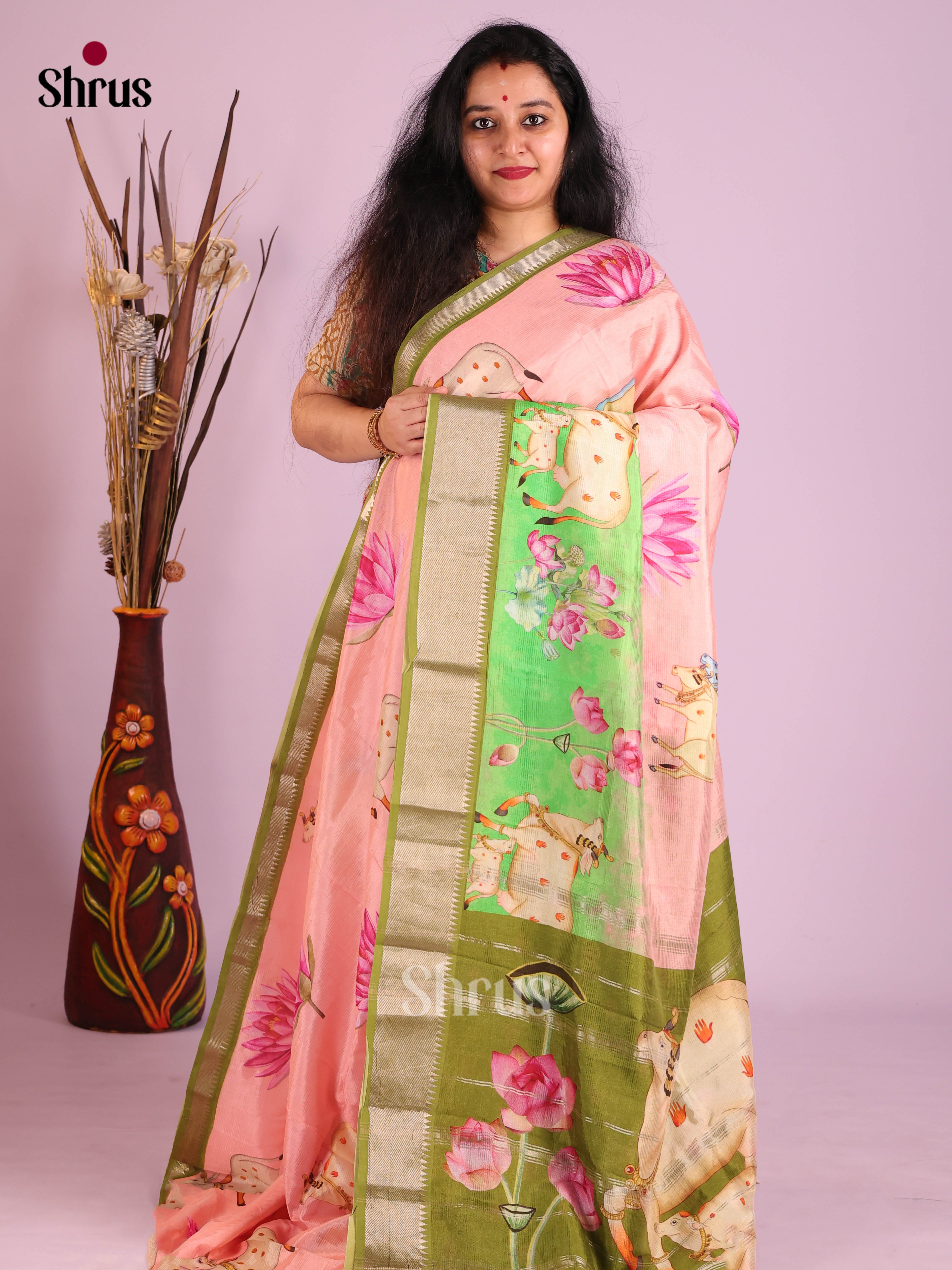 DIS26378 - Mangalagiri printed silkcotton Saree - Shop on Shrus.com