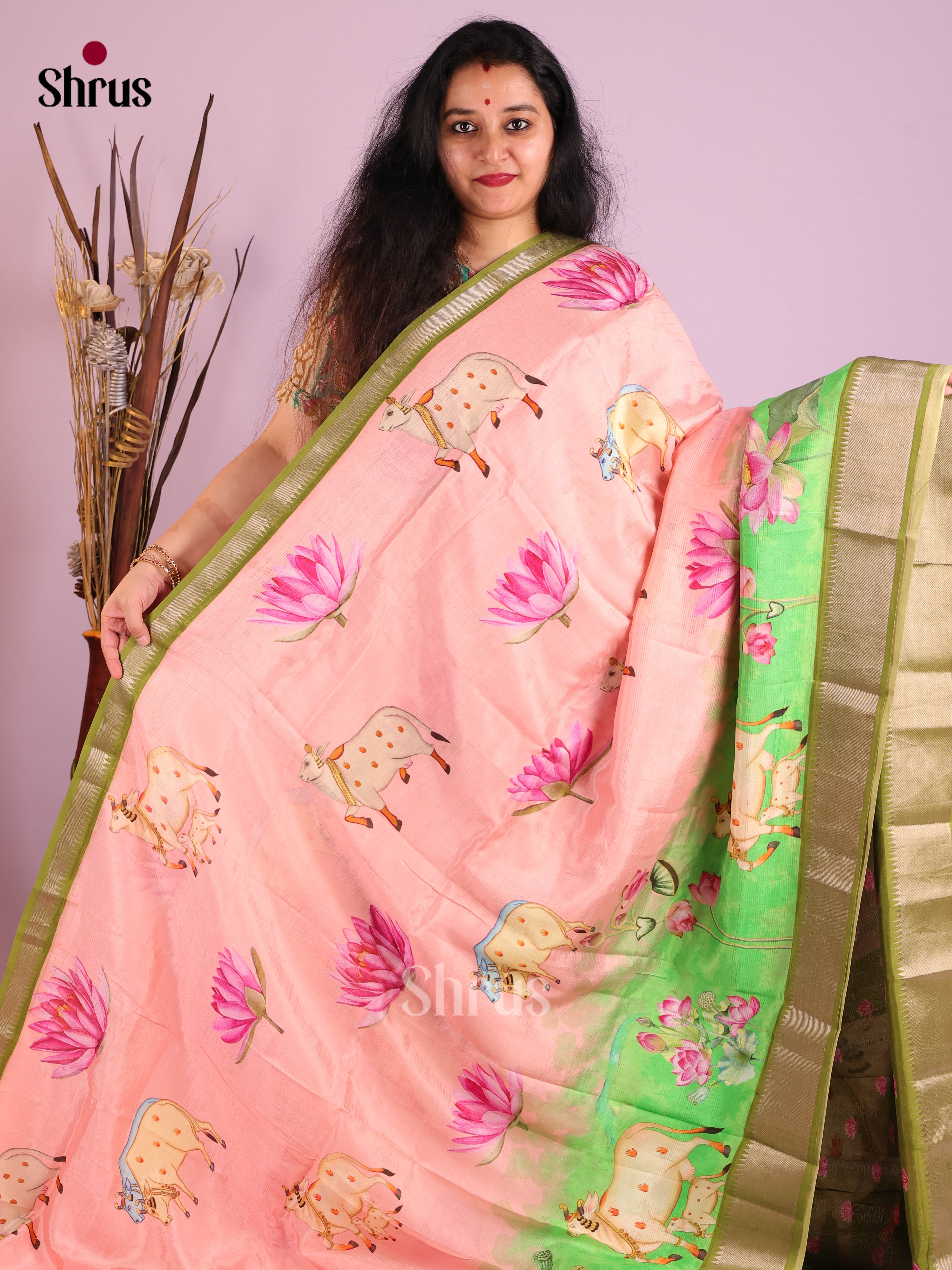 DIS26378 - Mangalagiri printed silkcotton Saree - Shop on Shrus.com