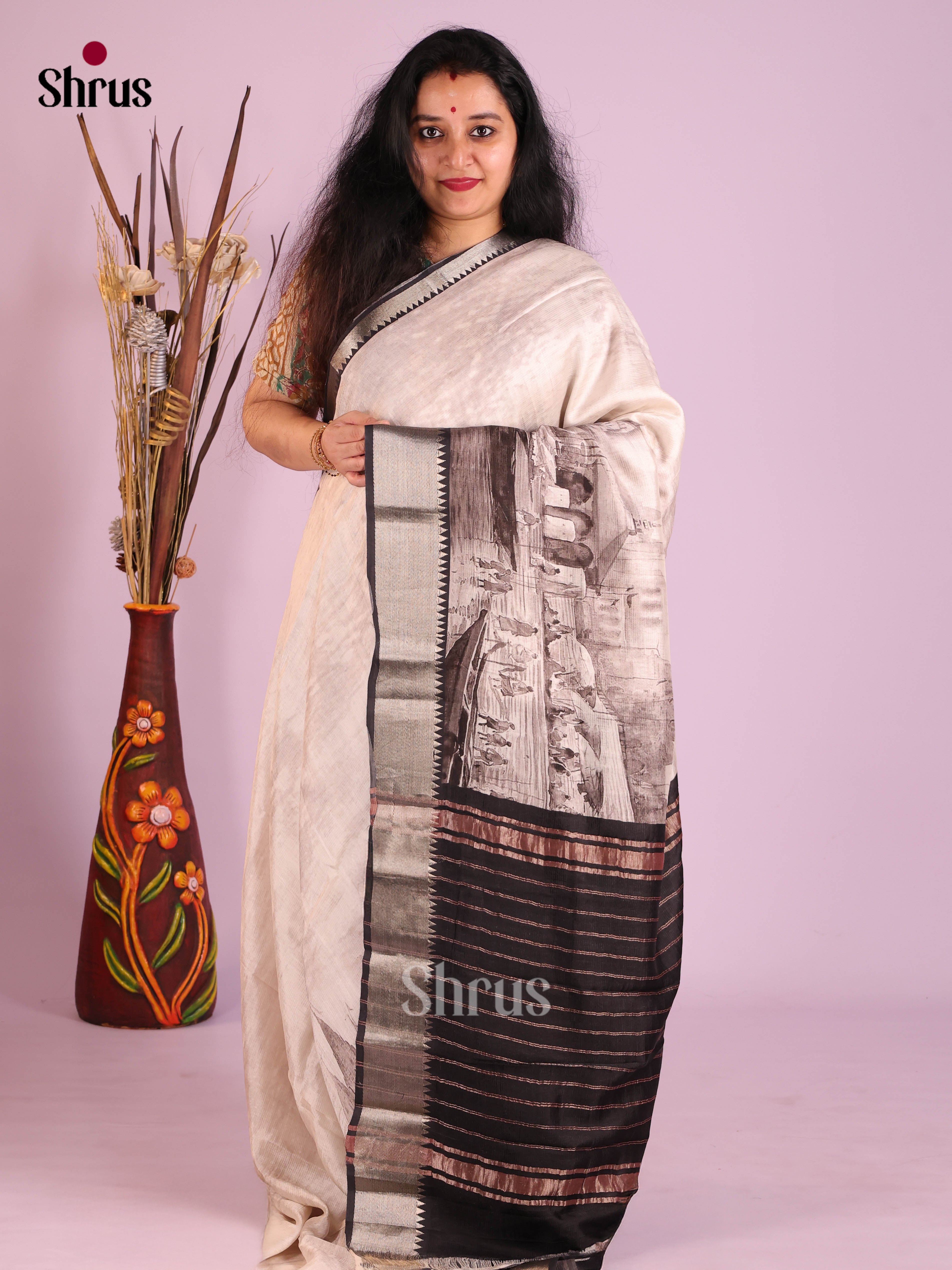DIS26386 - Mangalagiri printed silkcotton Saree