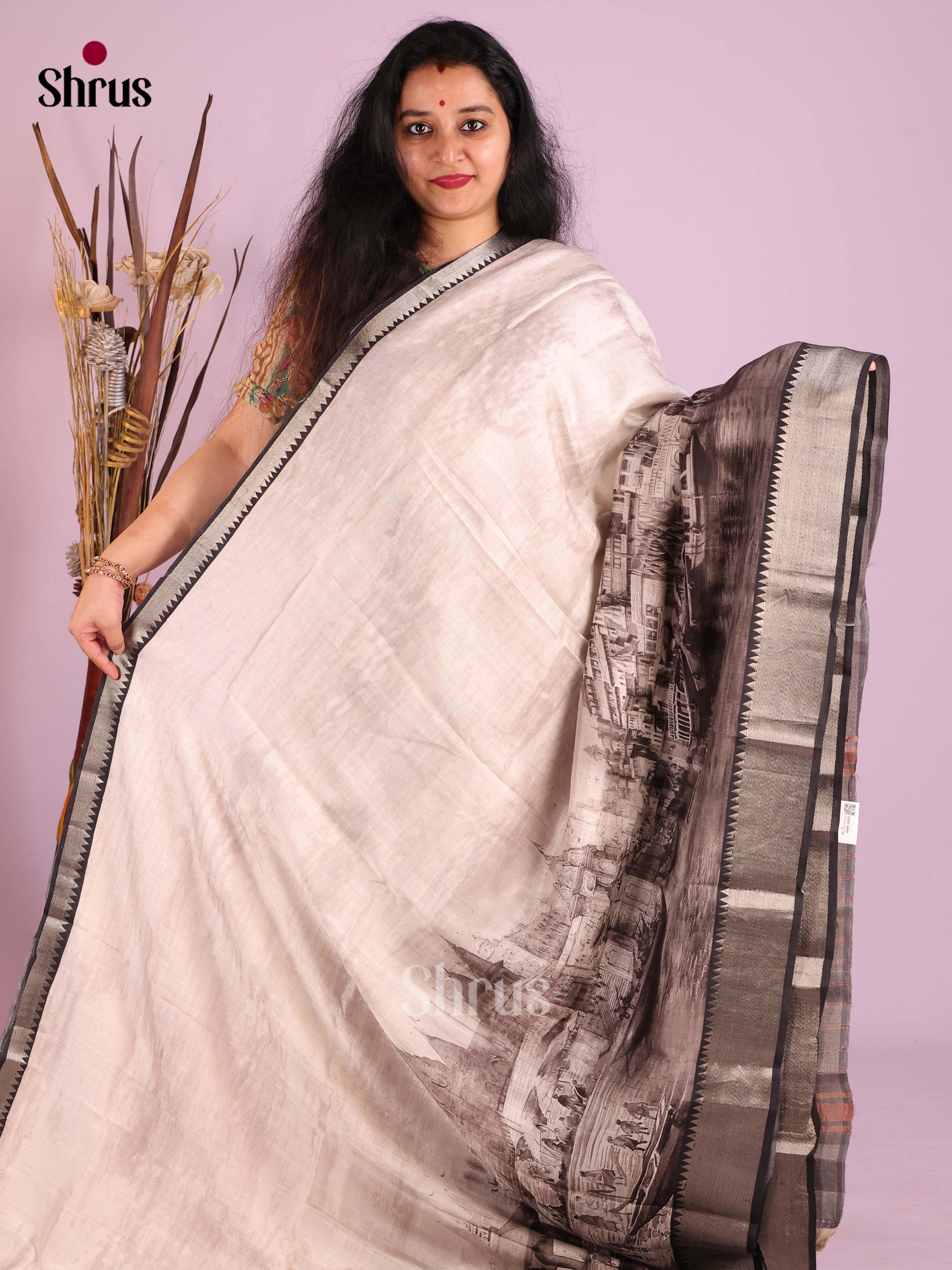 DIS26386 - Mangalagiri printed silkcotton Saree