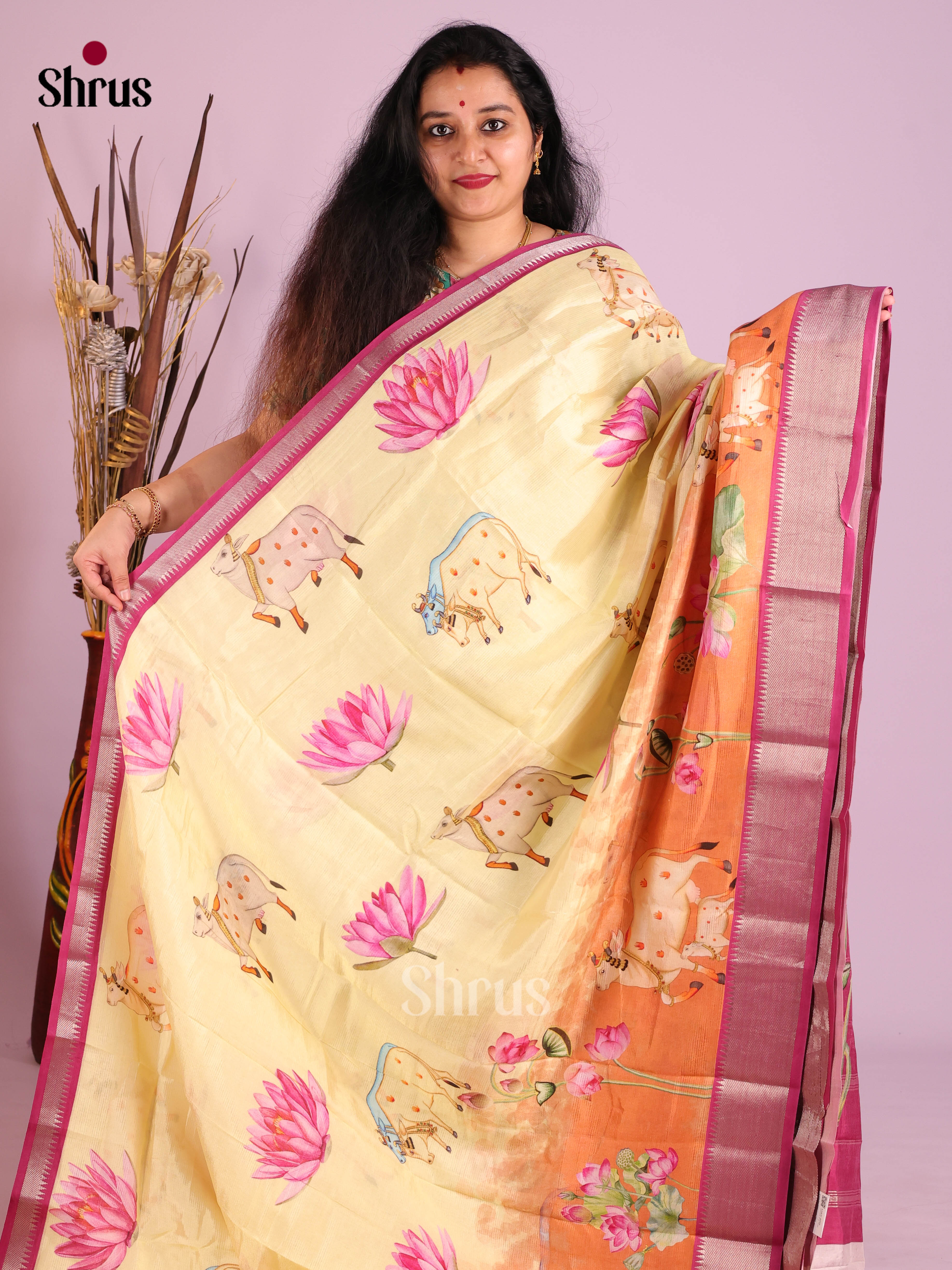 DIS26391 - Mangalagiri printed silkcotton Saree - Shop on Shrus.com