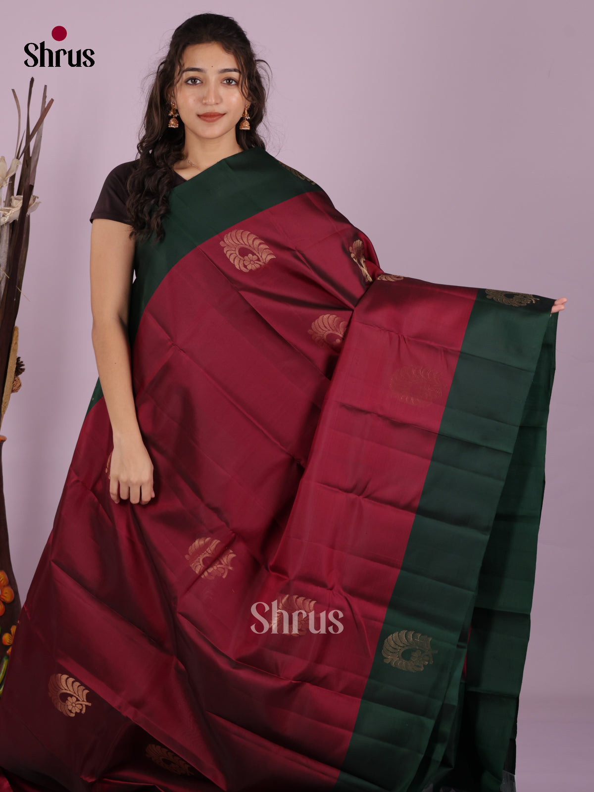 DIS26588 - Kanchipuram-halfpure Saree - Shop on Shrus.com