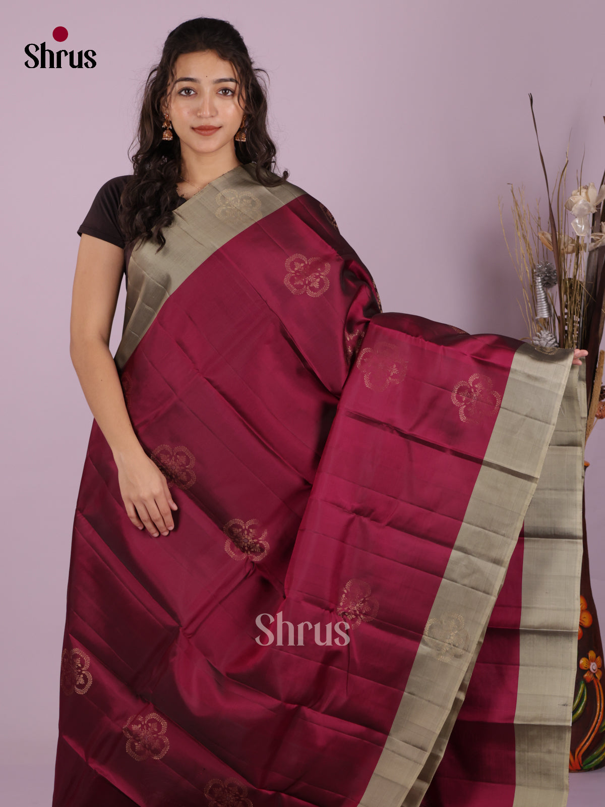 DIS26592 - Kanchipuram-halfpure Saree - Shop on Shrus.com