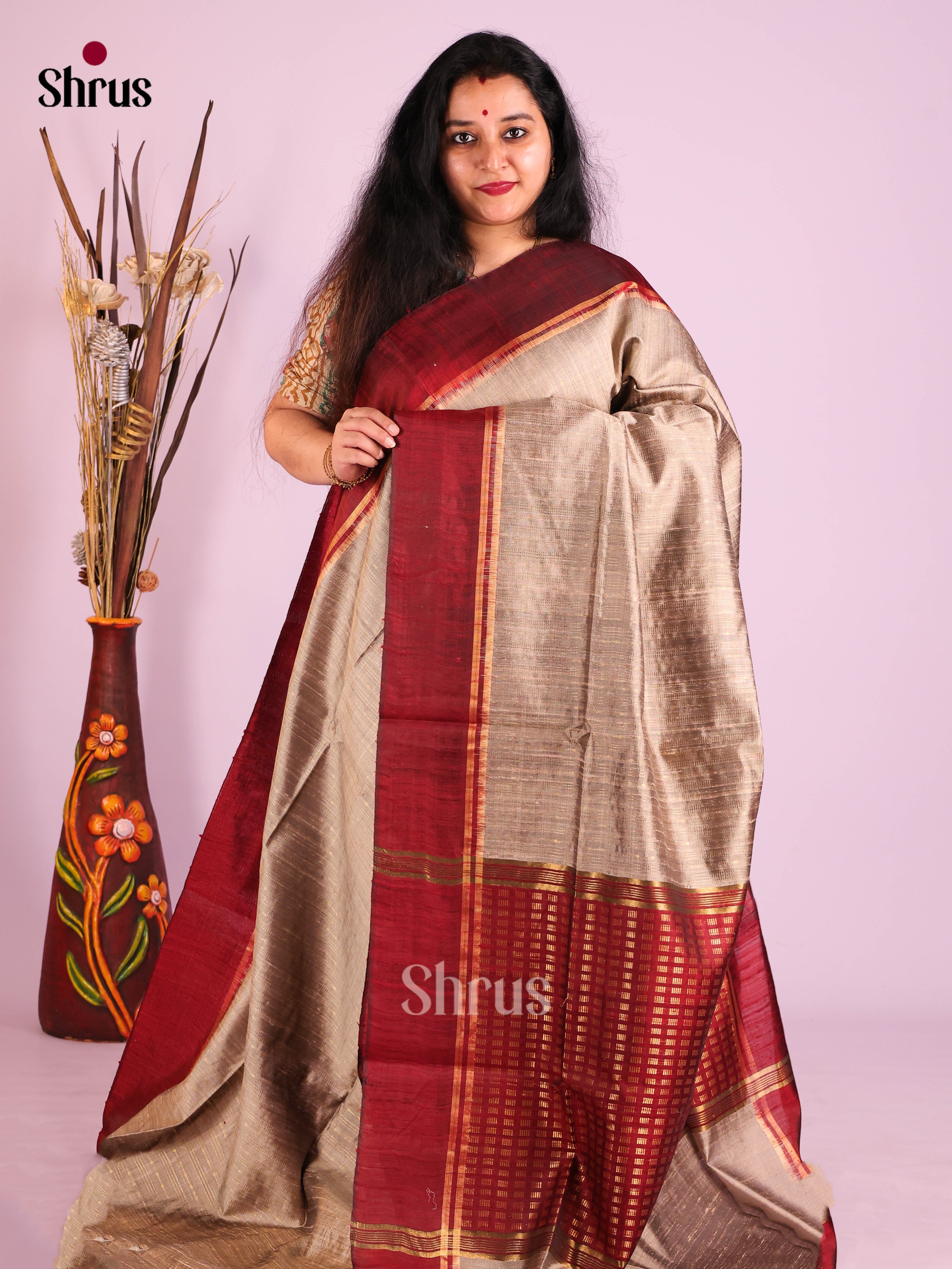 DIS27004 - Raw Silk Saree - Shop on Shrus.com
