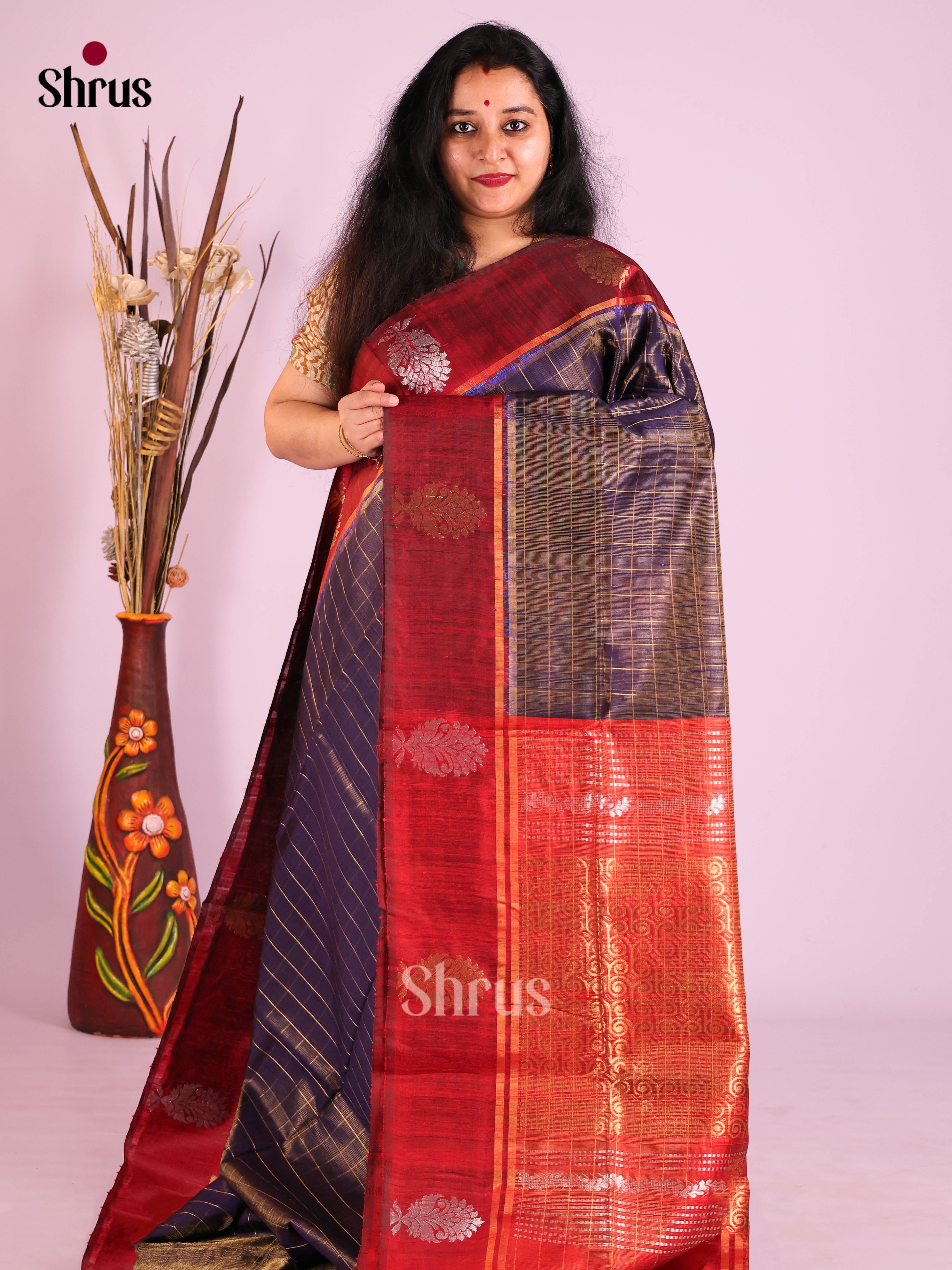 DIS27007 - Raw Silk Saree - Shop on Shrus.com