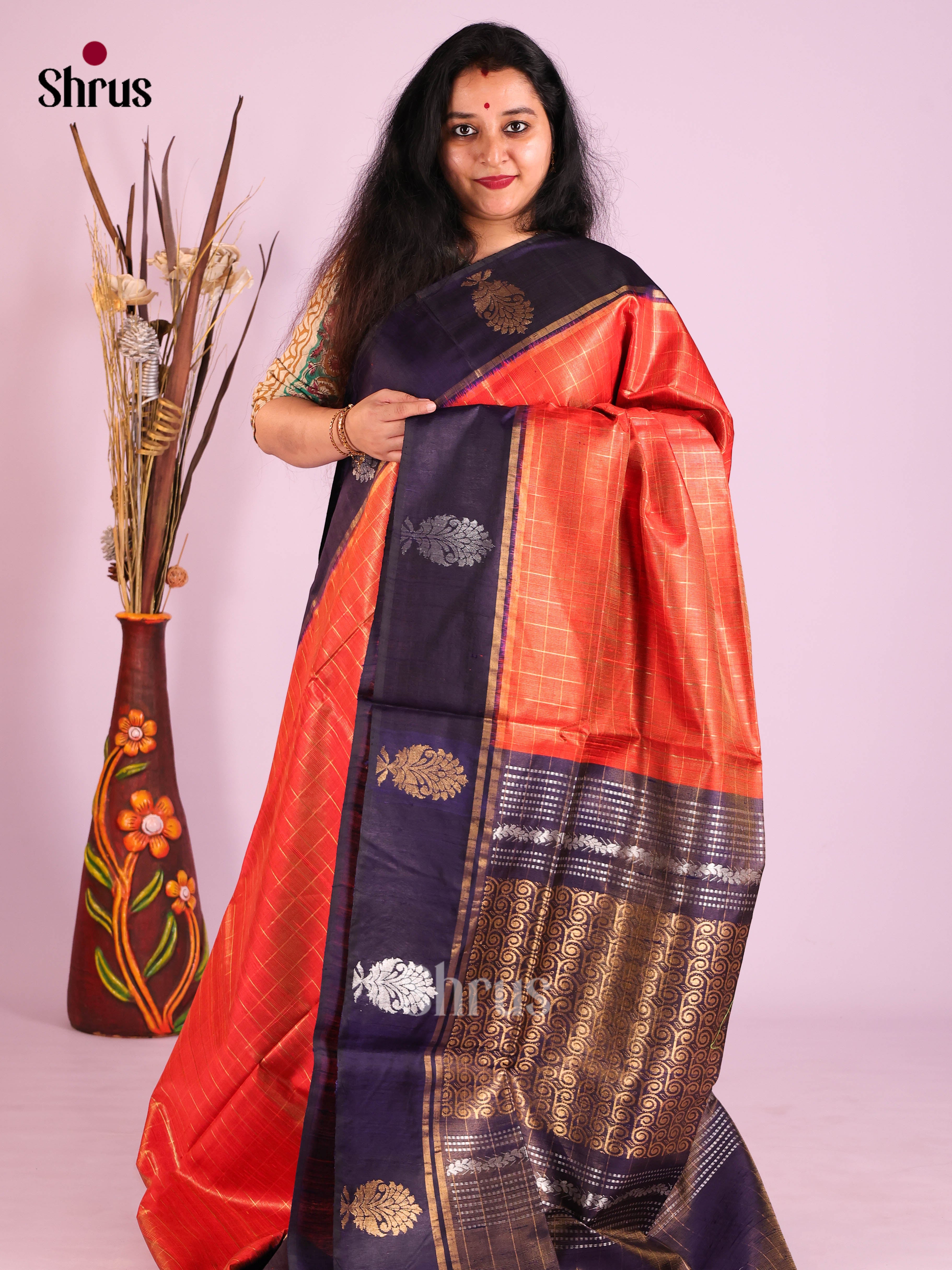 DIS27008 - Raw Silk Saree - Shop on Shrus.com