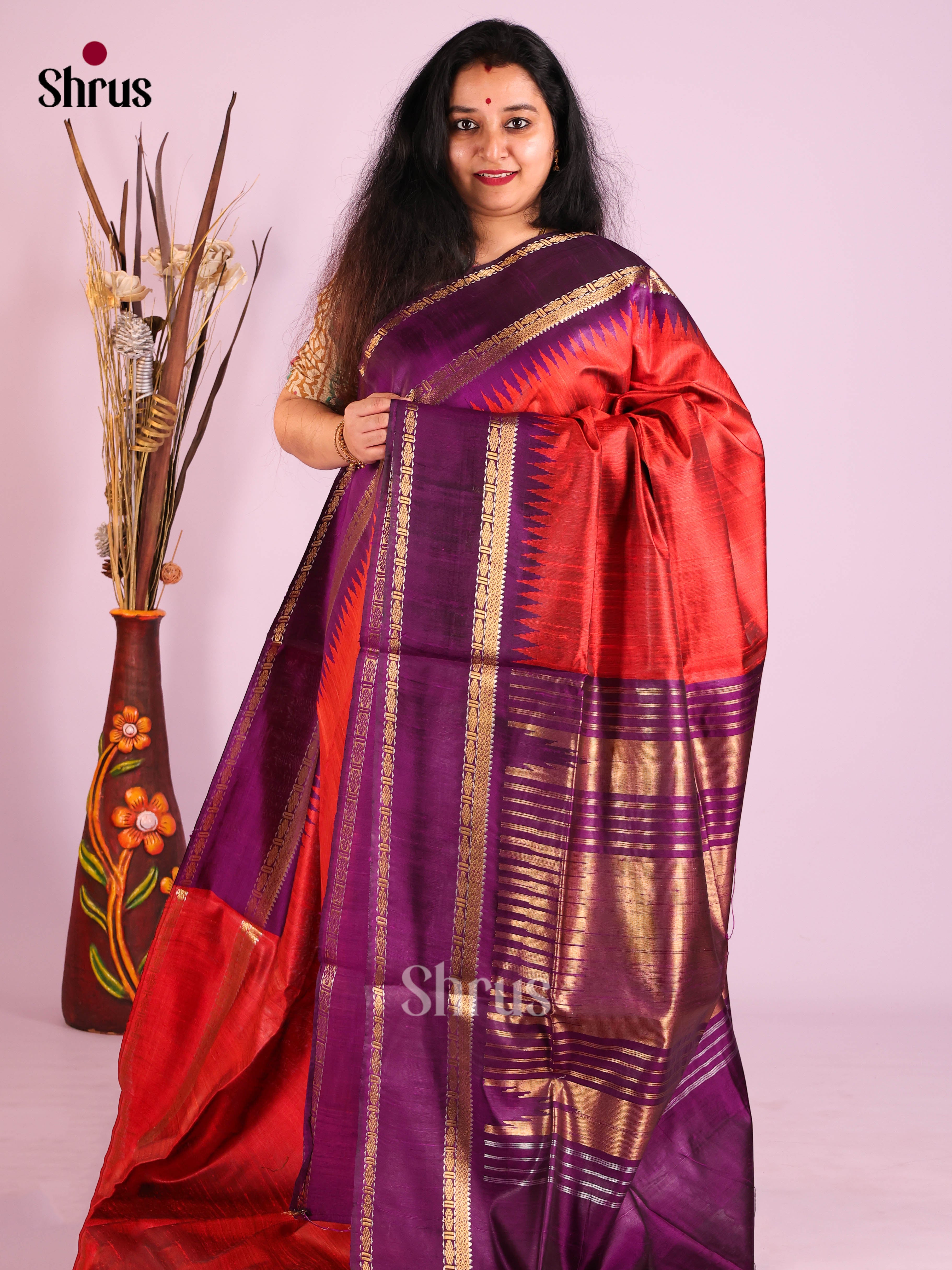DIS27013 - Raw Silk Saree - Shop on Shrus.com
