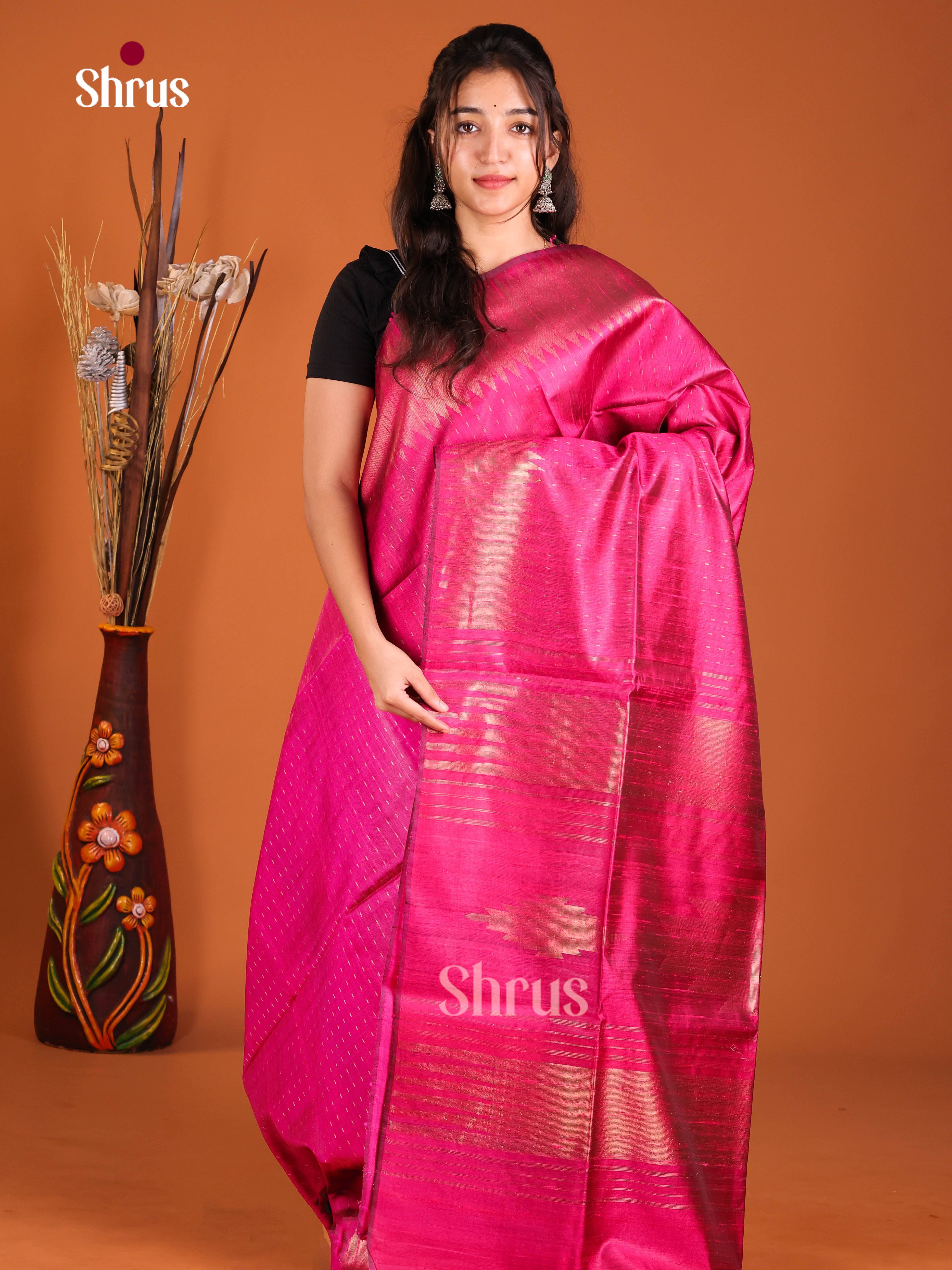 Charming Pink Raw Silk Saree with Regal Zari Touch