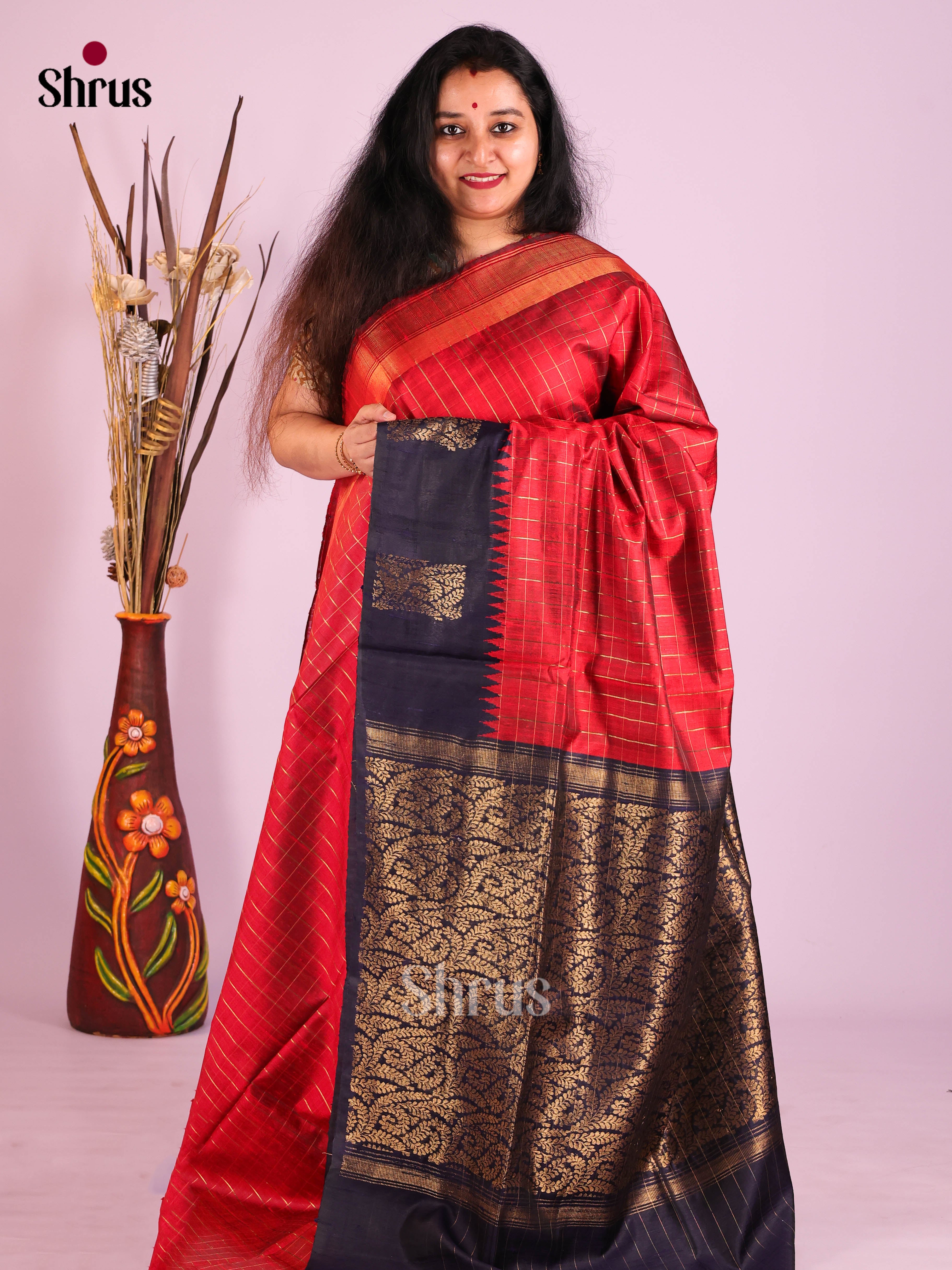 DIS27023 - Raw Silk Saree - Shop on Shrus.com