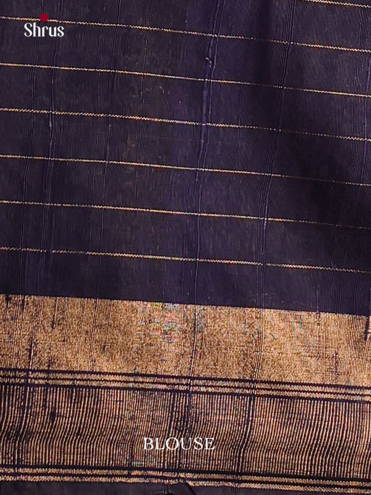 Blue & Navy Blue - Raw Silk Saree
