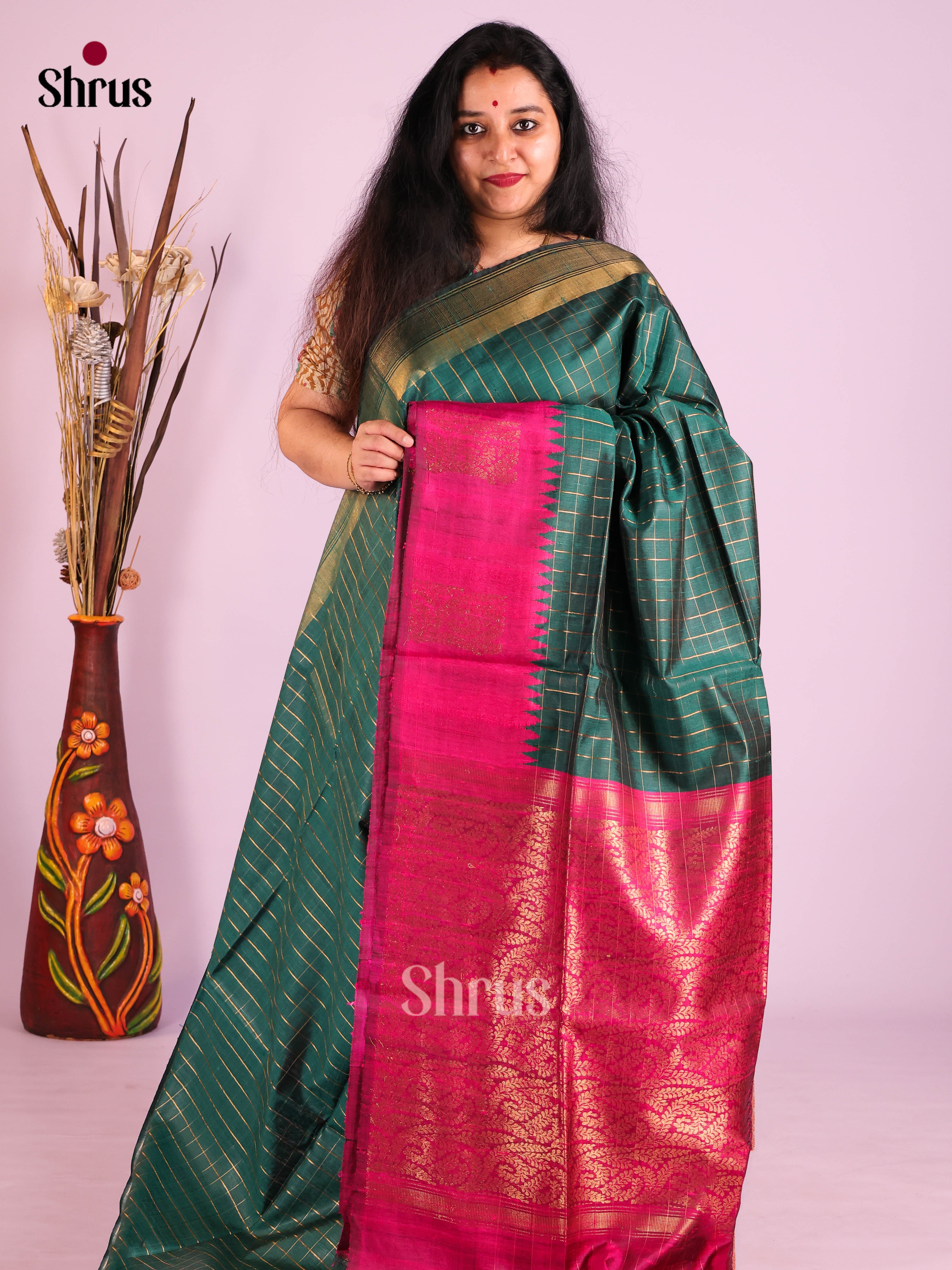 Green & Purple - Raw Silk Saree