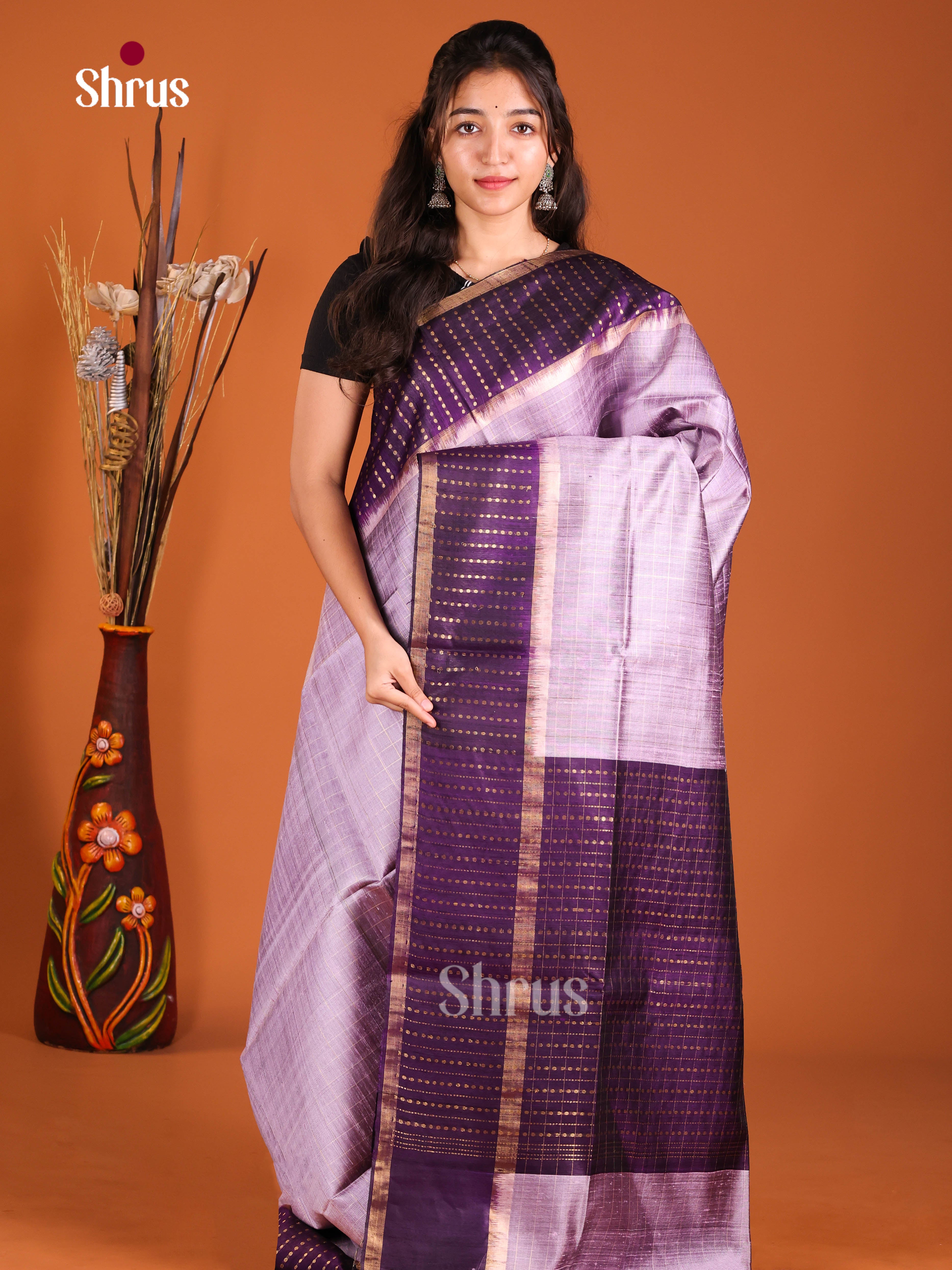 DIS27028 - Raw Silk Saree - Shop on Shrus.com