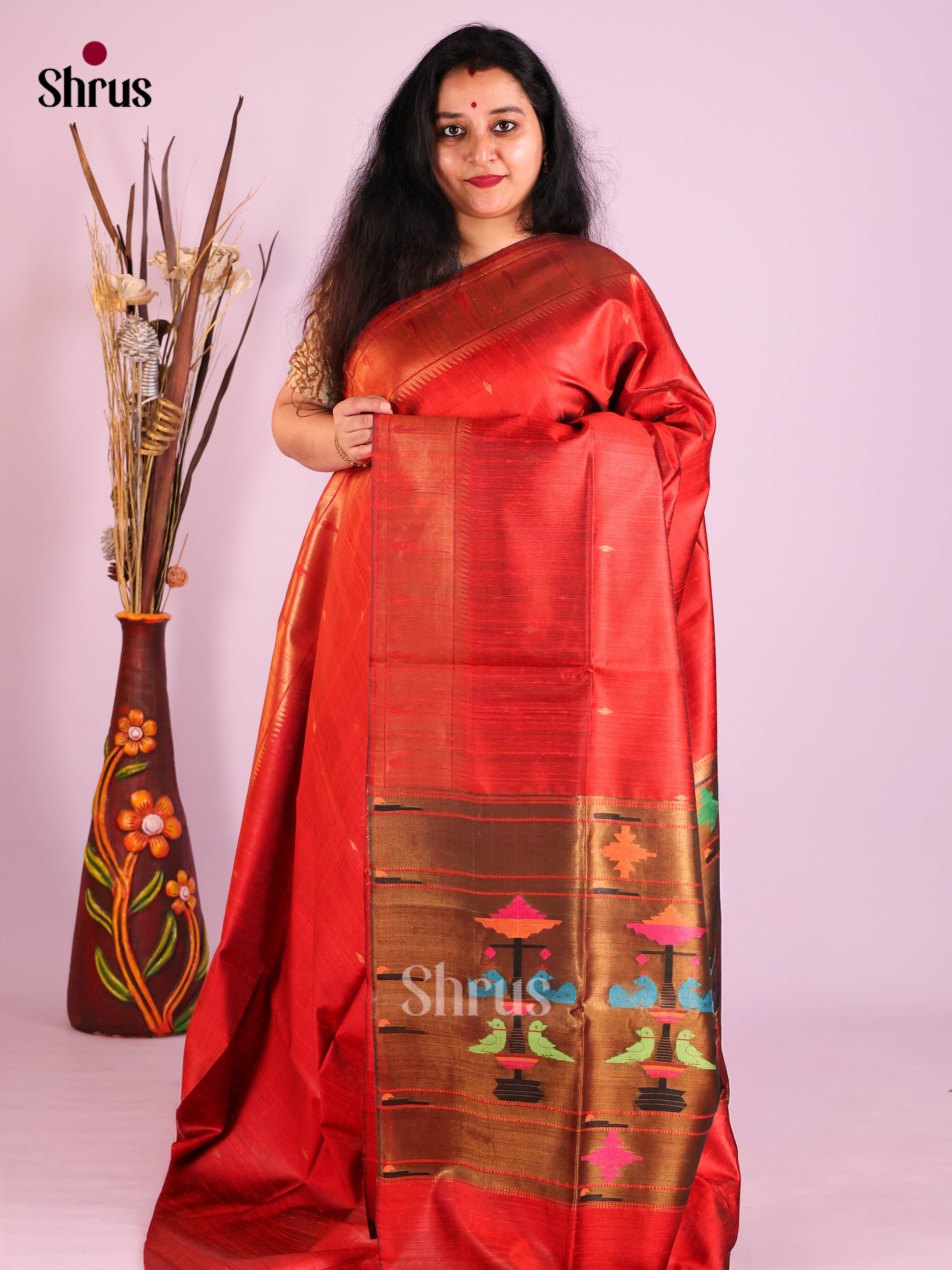 DIS27036 - Raw Silk Saree - Shop on Shrus.com