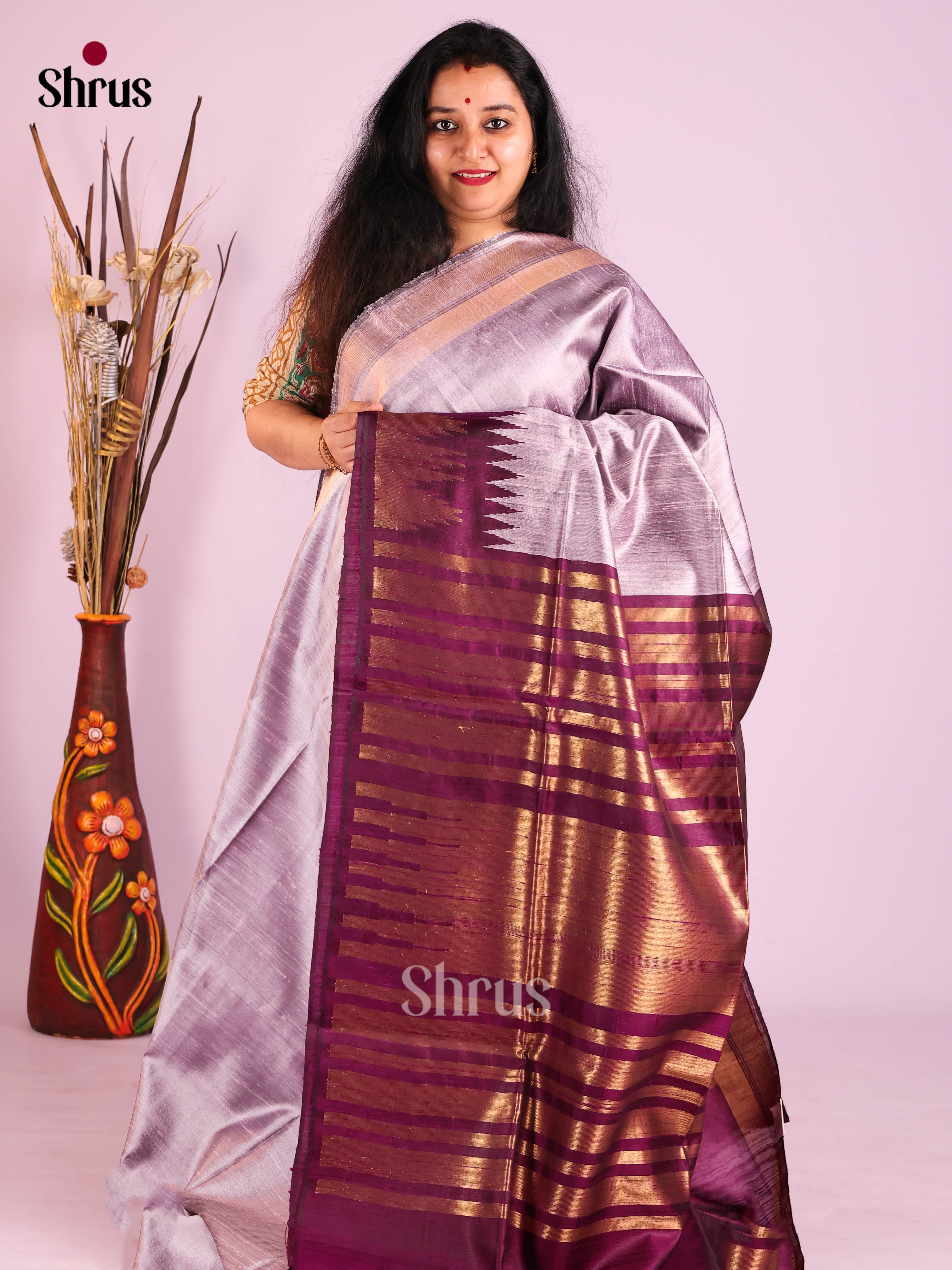 Lavender & Purple - Raw Silk Saree - Shop on Shrus.com