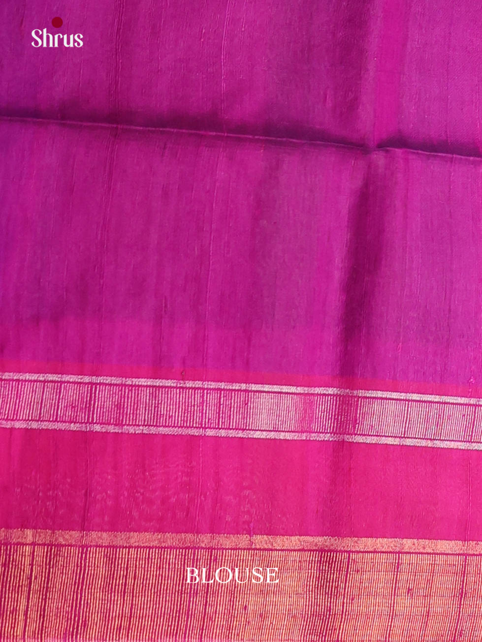 Blue & Pink - Raw Silk Saree