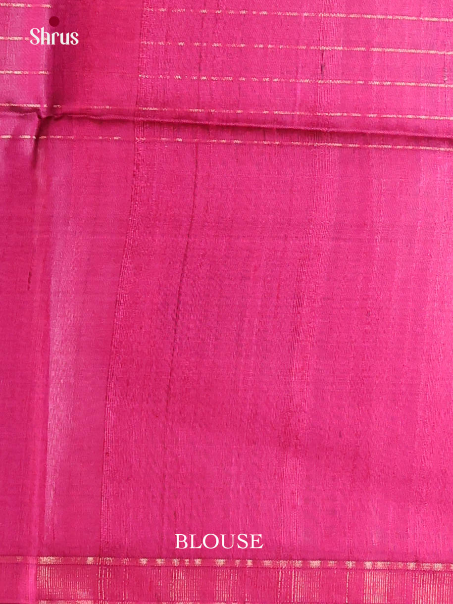 Blue & Pink - Raw Silk Saree