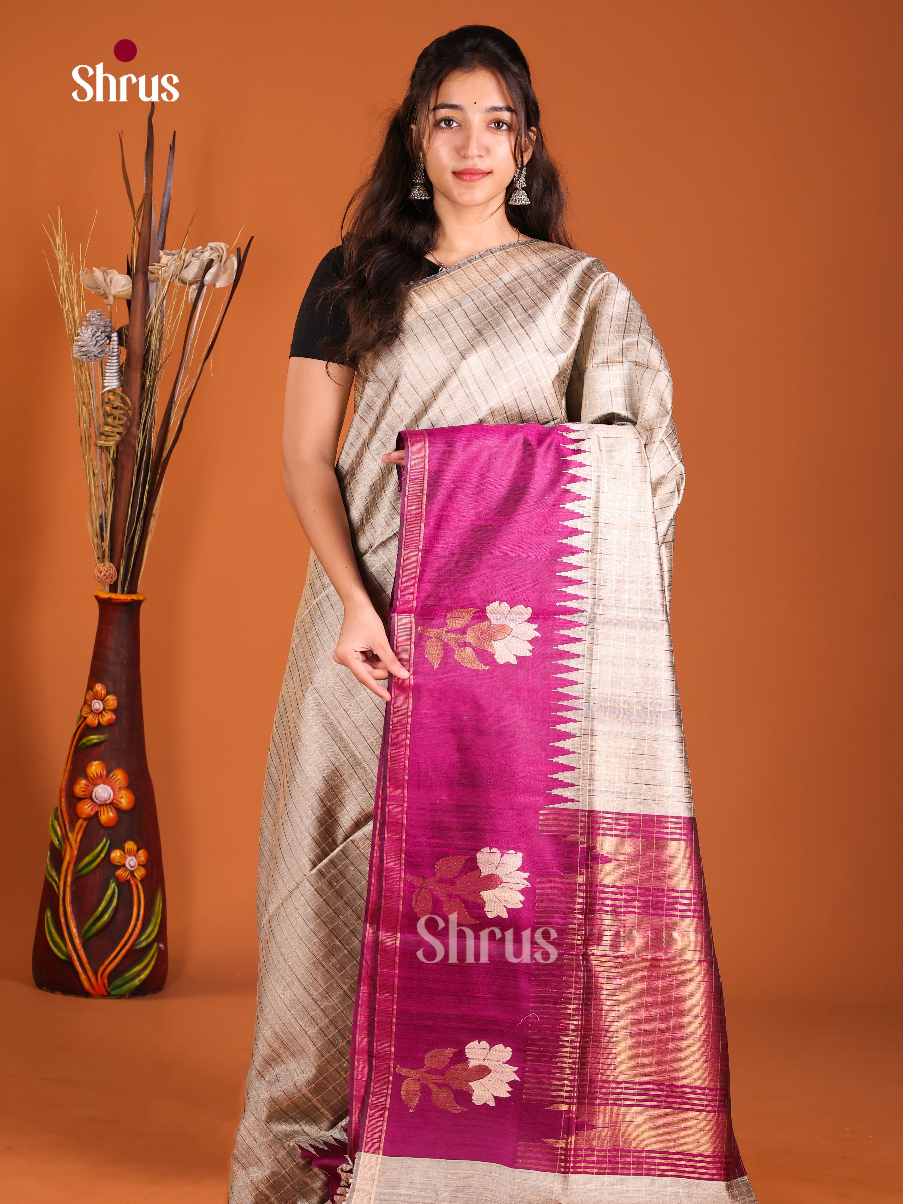 DIS27068 - Raw Silk Saree - Shop on Shrus.com
