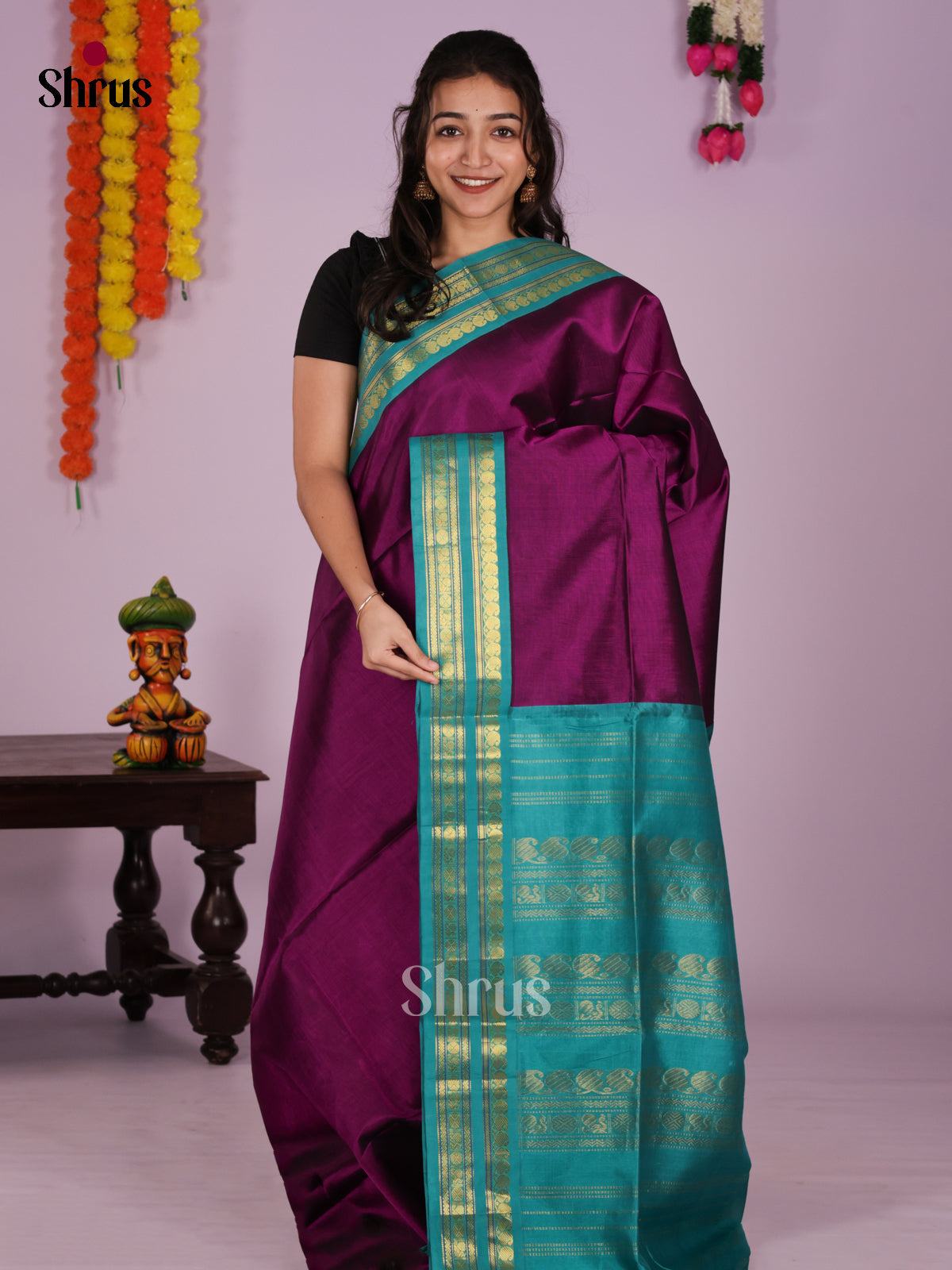 DIS27362 - Korvai-Small border Saree - Shop on Shrus.com