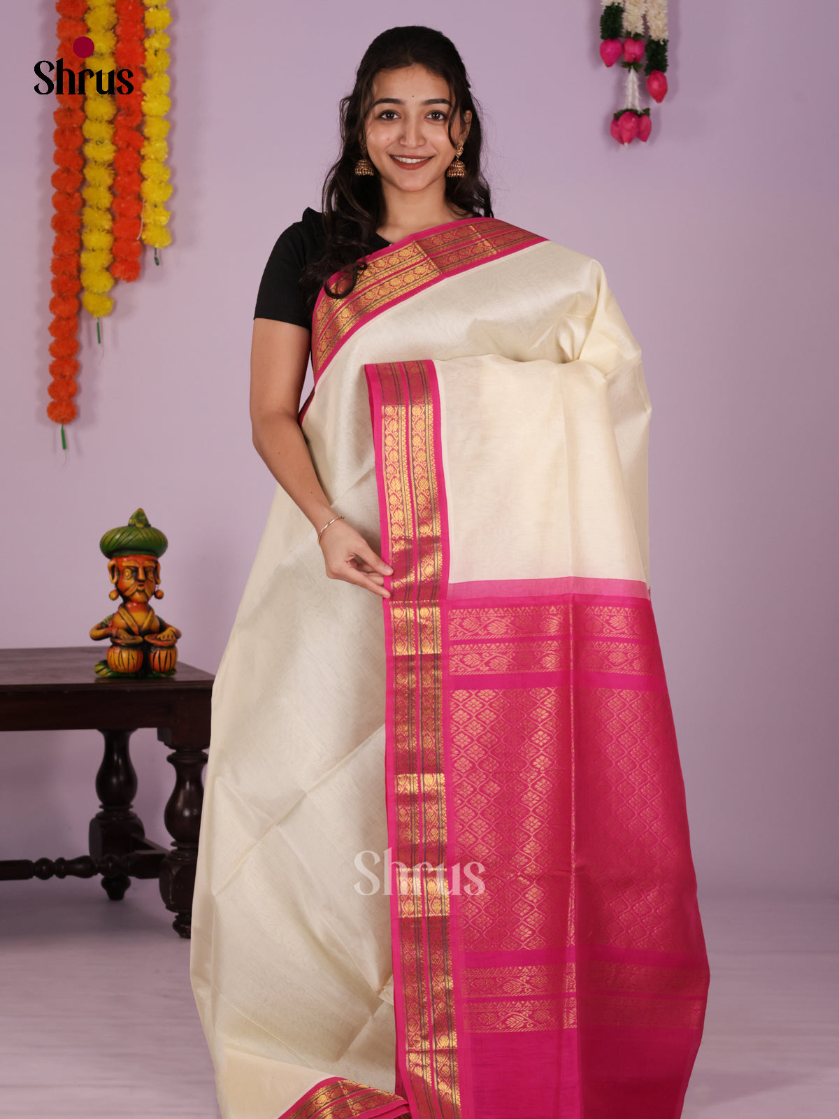 DIS27363 - Korvai-Small border Saree - Shop on Shrus.com