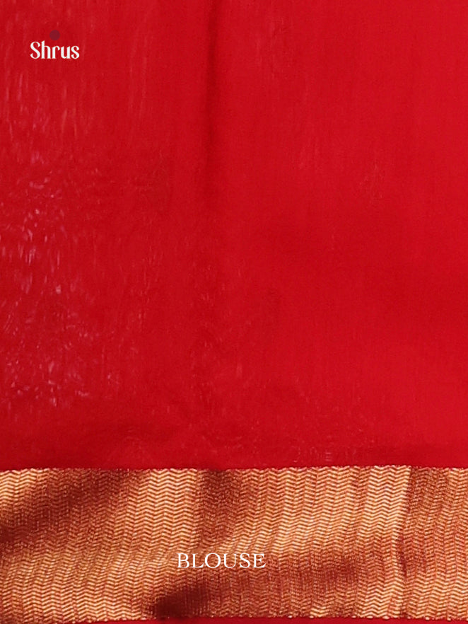 Mustard & Red- Maheshwari silkcotton Saree