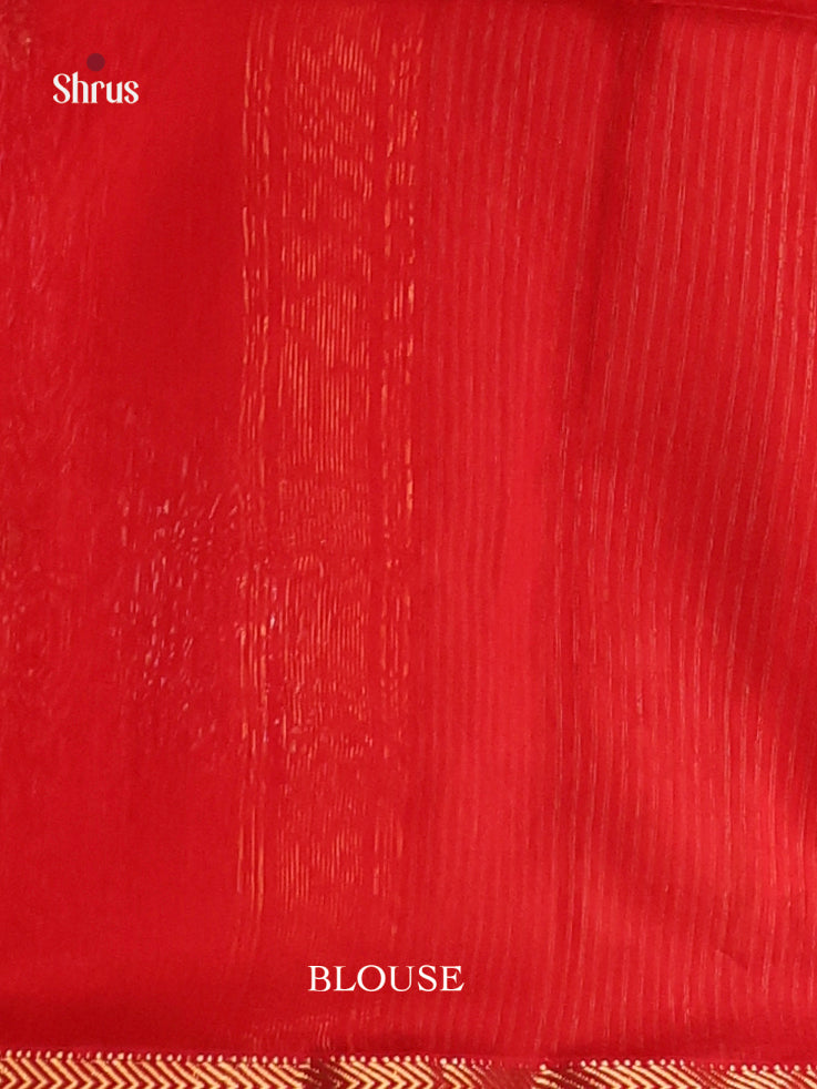 Classic Red Maheshwari Silk Cotton Saree with Golden Buttas & Zari Brocade Pallu