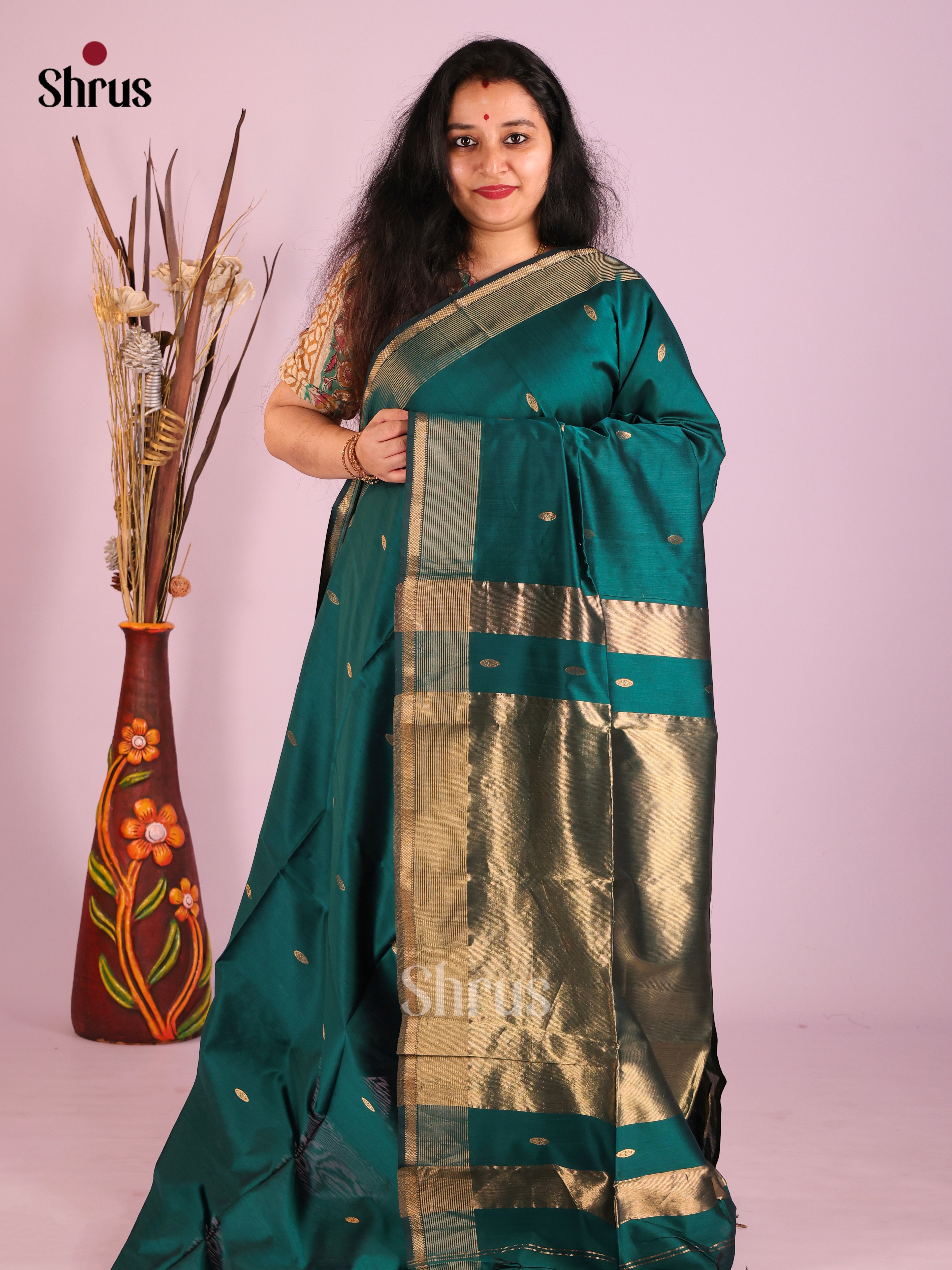 DIS27483 - Maheshwari silkcotton Saree - Shop on Shrus.com