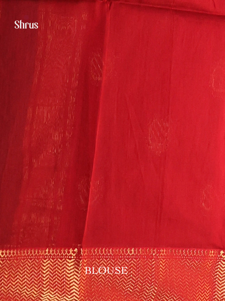 Green & Red- Maheshwari silkcotton Saree
