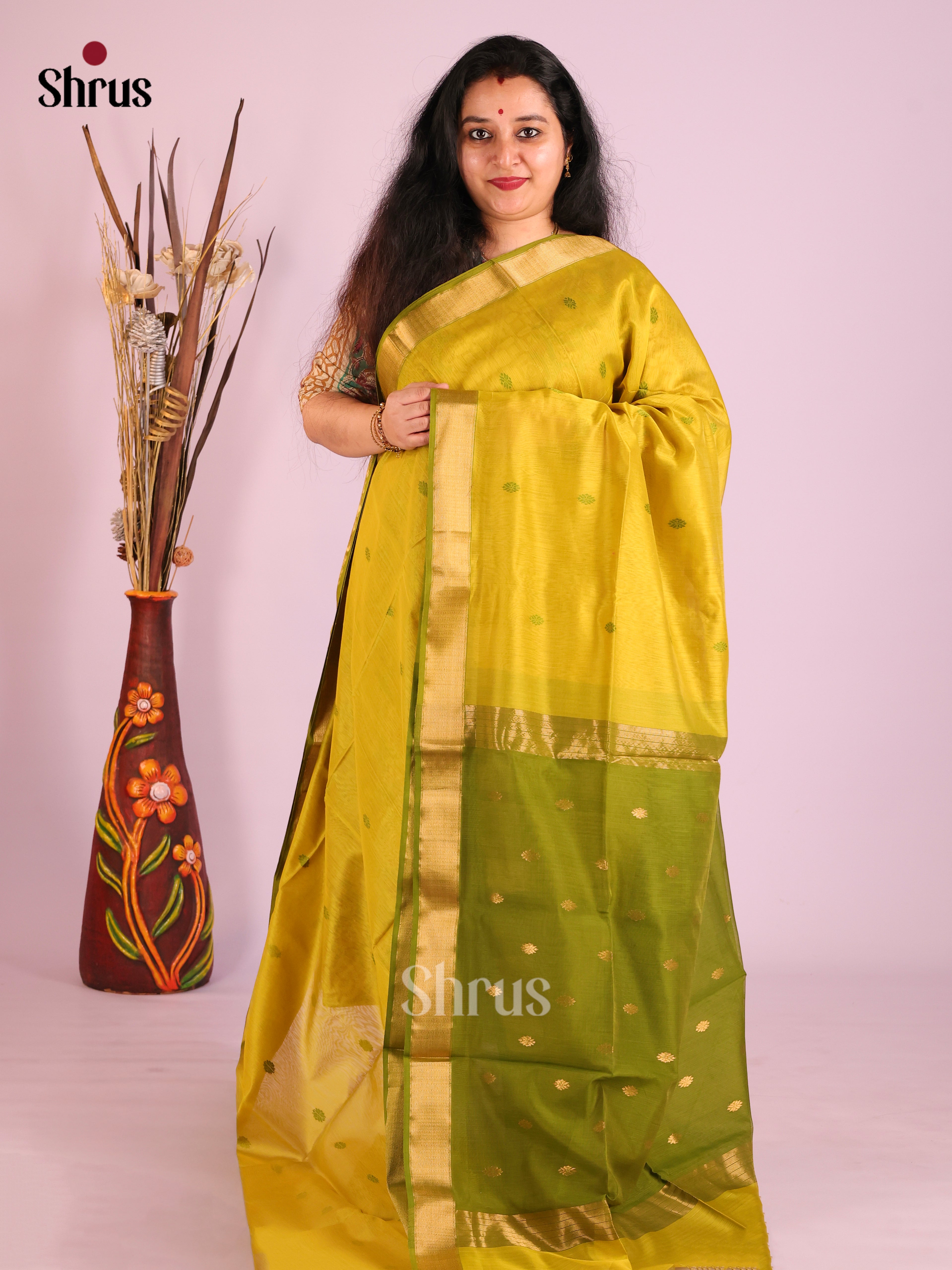 DIS27502 - Maheshwari silkcotton Saree - Shop on Shrus.com