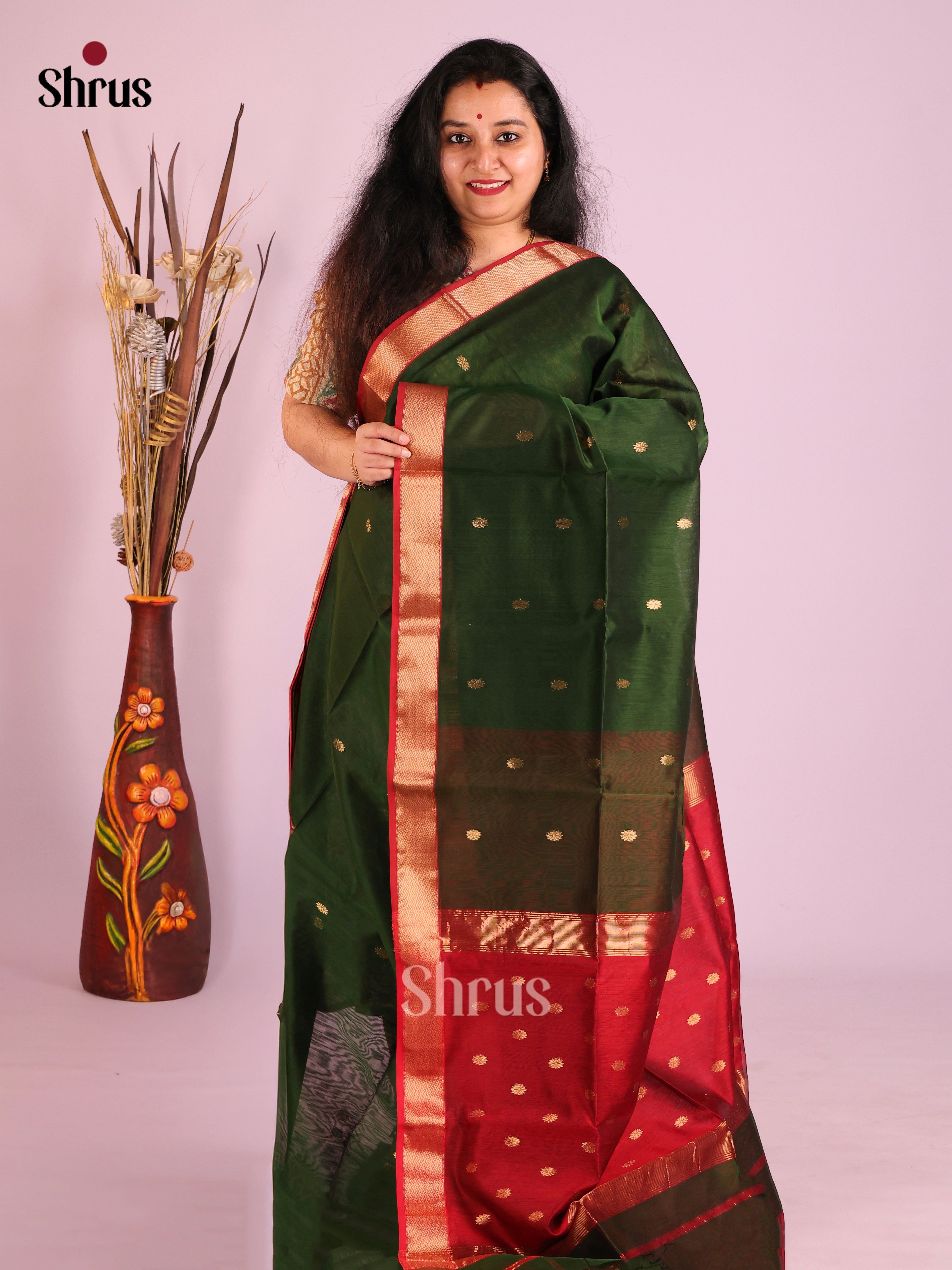 DIS27503 - Maheshwari silkcotton Saree - Shop on Shrus.com