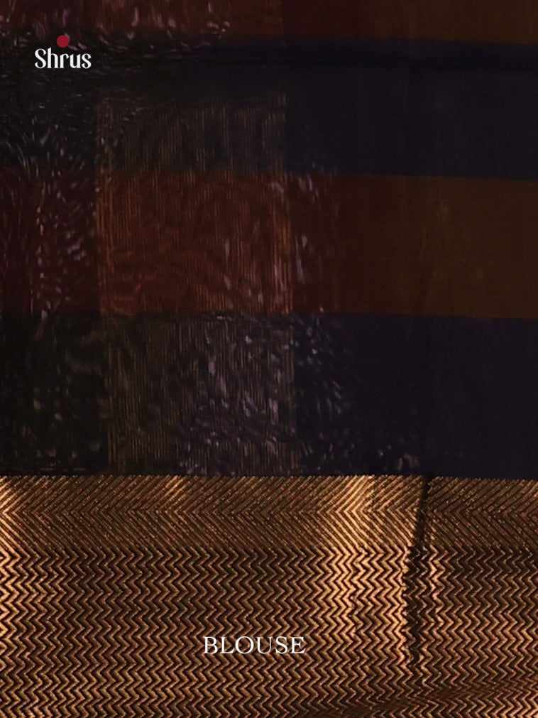 Brown & Blue- Maheshwari silkcotton Saree