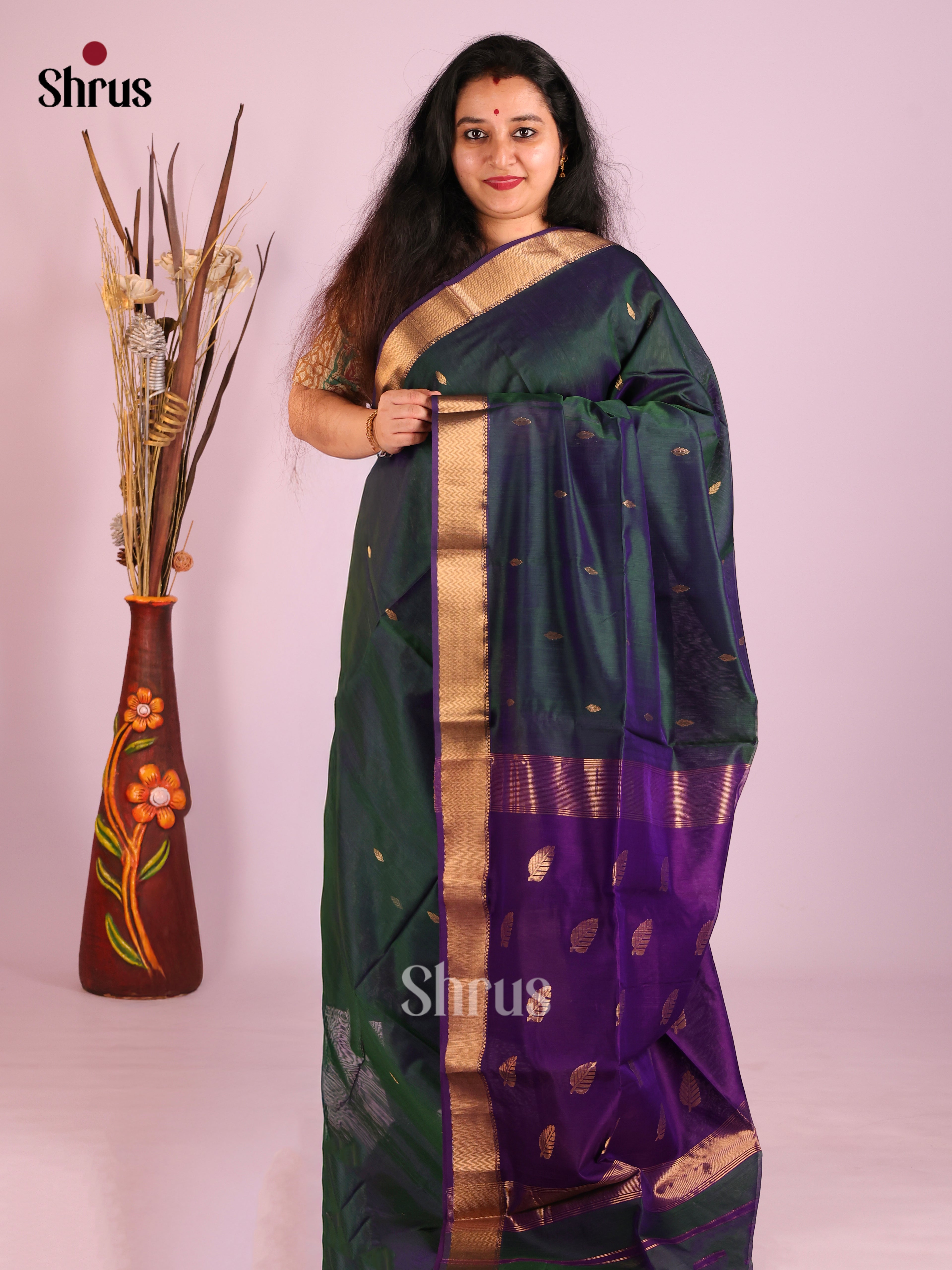 DIS27522 - Maheshwari silkcotton Saree - Shop on Shrus.com