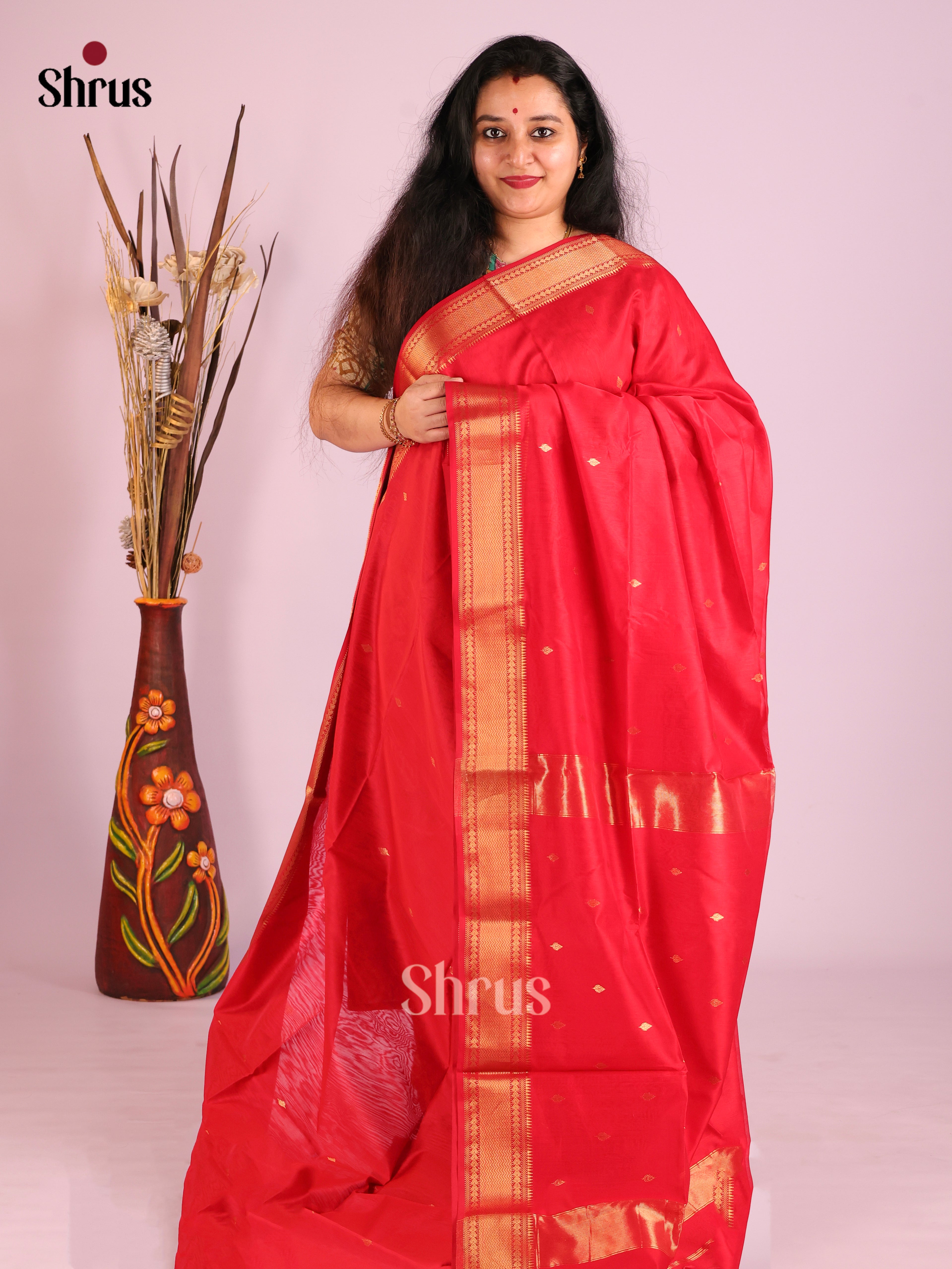 DIS27532 - Maheshwari silkcotton Saree - Shop on Shrus.com