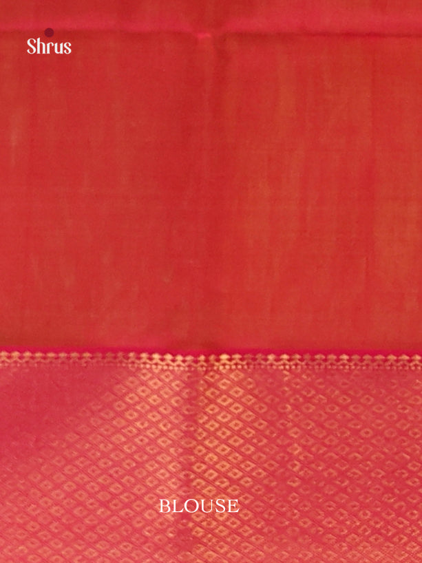 Pretty Yellow Maheshwari Cotton Silk Saree With Thread Buttas & Zari Woven Border