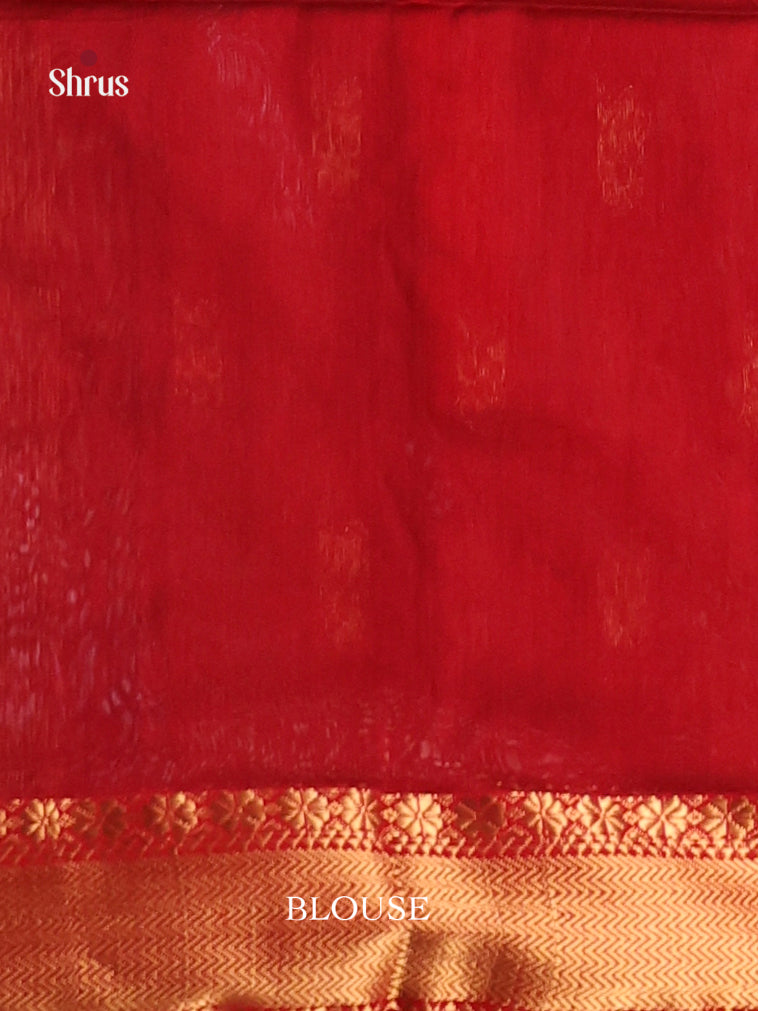 Blue & Red - Maheshwari silkcotton Saree