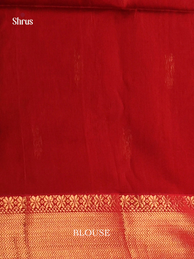 Green & Red - Maheshwari silkcotton Saree