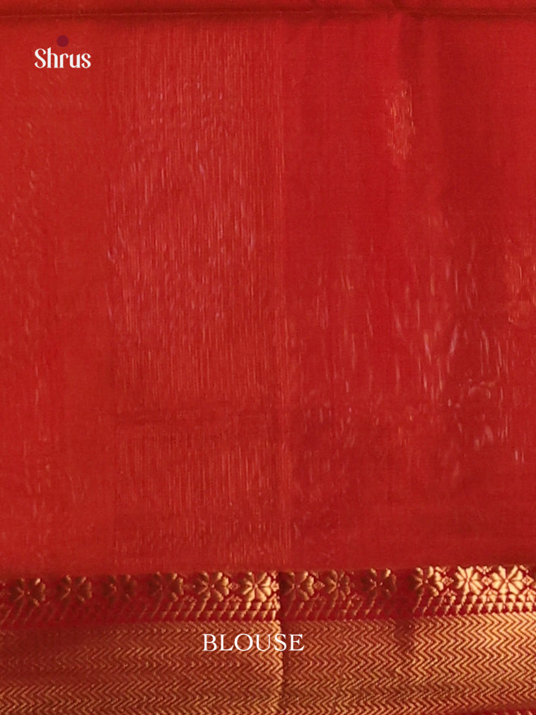 Mustard & Red- Maheshwari silkcotton Saree