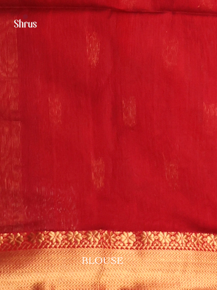 Green & Red - Maheshwari silkcotton Saree - Shop on Shrus.com