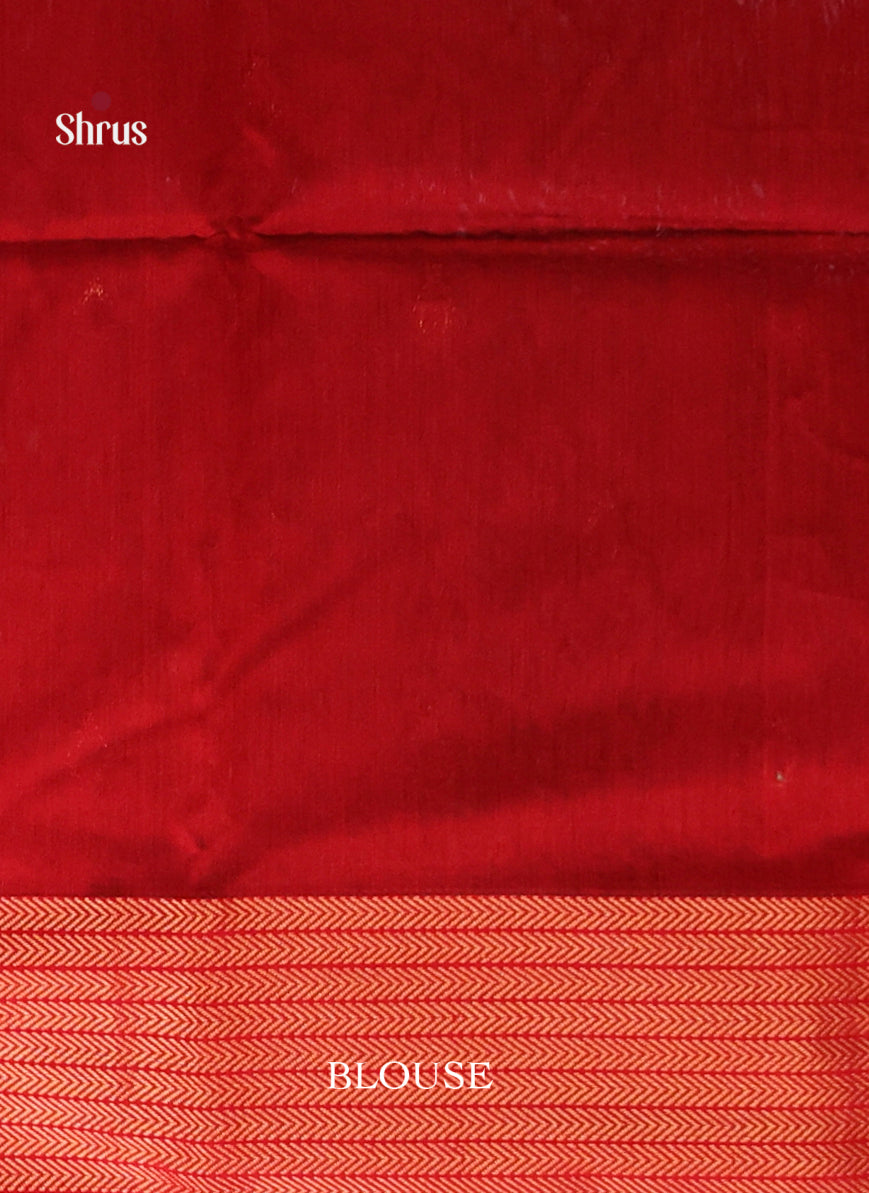 Mystique Black Maheshwari Cotton Silk Saree with Gold Buttas & Red Zari Border