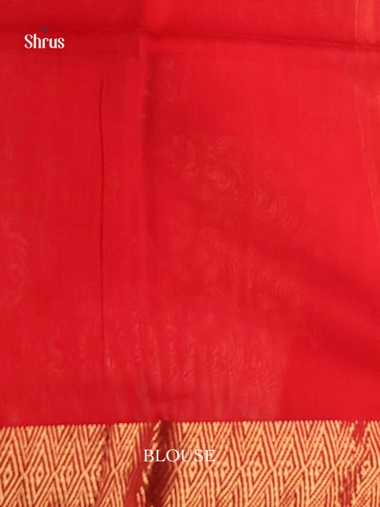 Red(Single Tone) - Maheshwari silkcotton Saree