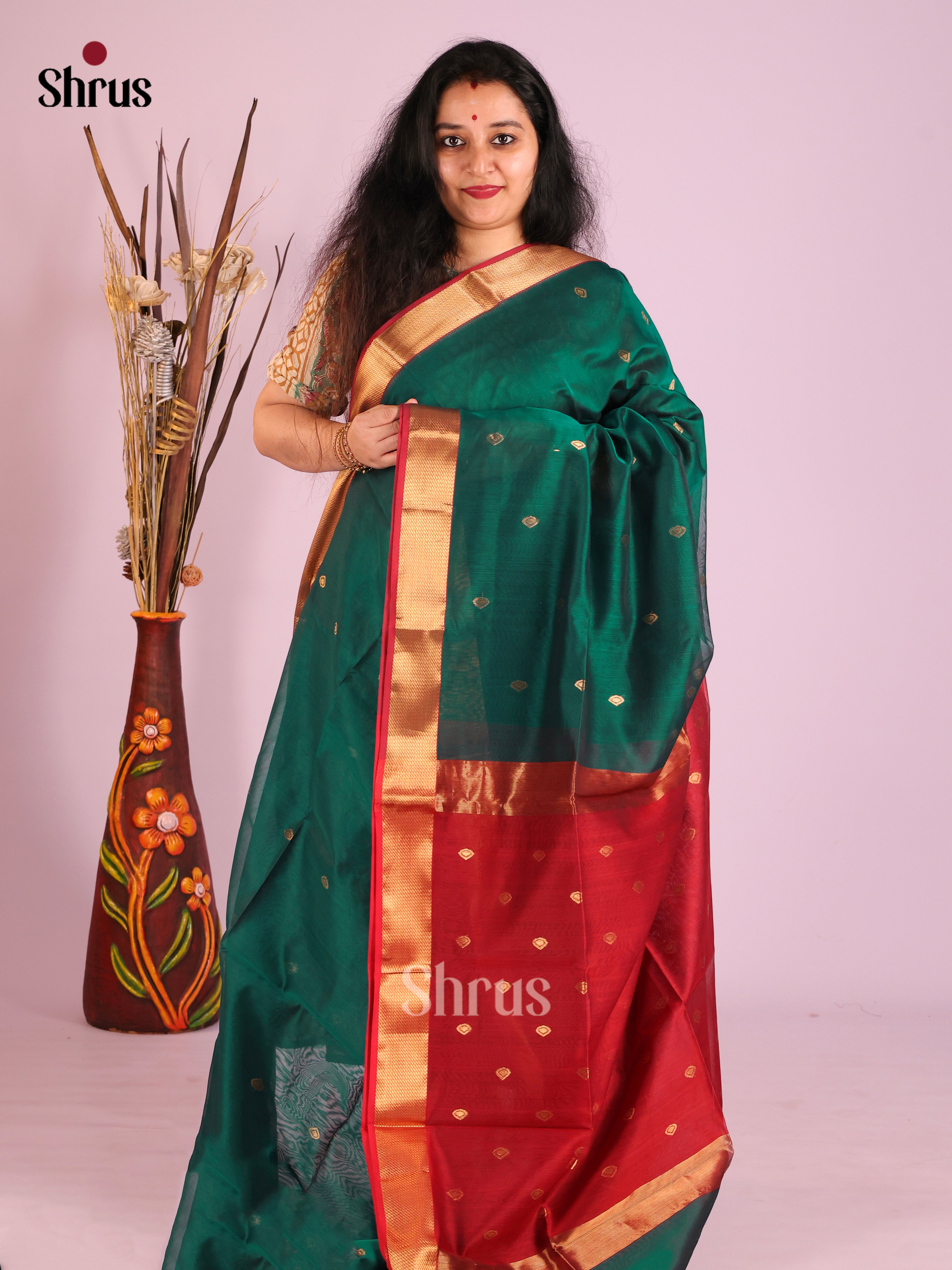 DIS27596 - Maheshwari silkcotton Saree - Shop on Shrus.com